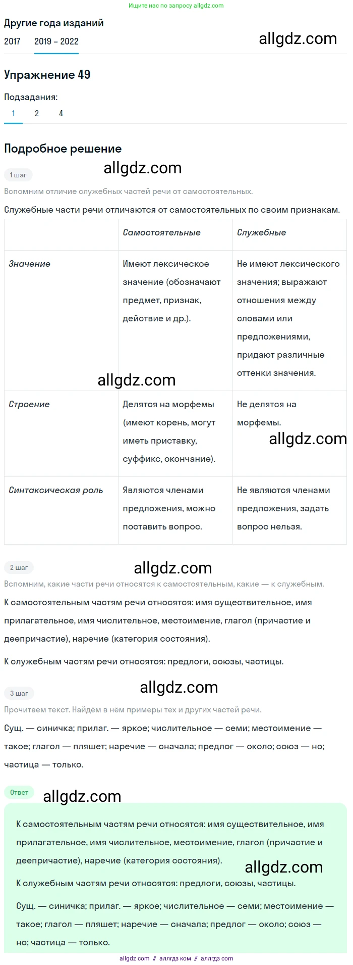 Русский язык, 8 класс Учебник, авторы: Бархударов Степан Григорьевич, Крючков Сергей Ефимович, Максимов Леонард Юрьевич, Чешко Лев Антонович, Николина Наталия Анатольевна, Мишина Клара Ивановна, Текучева Ирина Викторовна, Курцева Зоя Ивановна, Комиссарова Людмила Юрьевна, издательство Просвещение, Москва, 2023, зелёного цвета, страница 25, номер 49, Решение 1 (2019-2023) (продолжение 2)