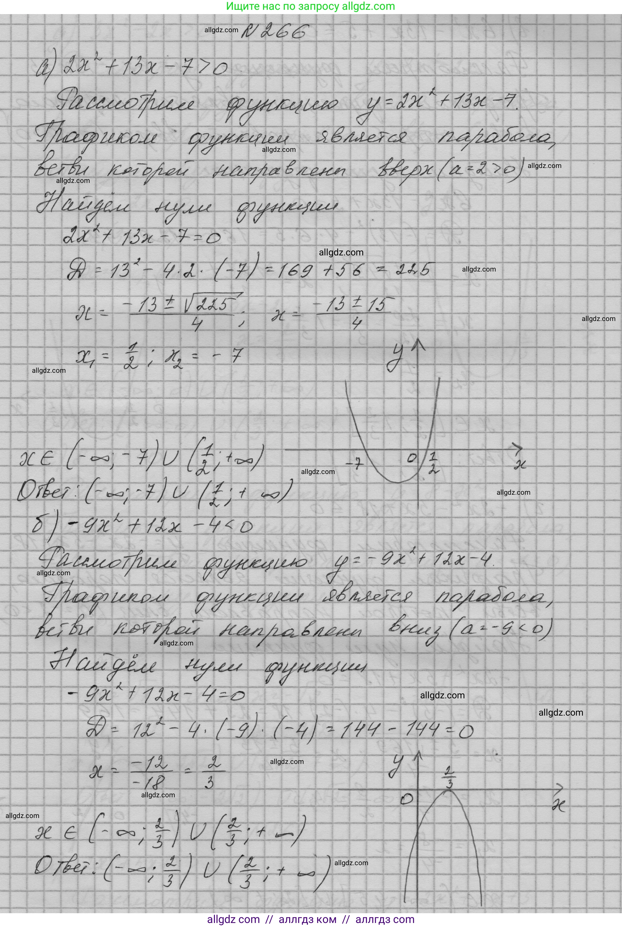 Алгебра, 9 класс Учебник, авторы: Макарычев Юрий Николаевич, Миндюк Нора Григорьевна, Нешков Константин Иванович, Суворова Светлана Борисовна, издательство Просвещение, Москва, 2023, белого цвета, страница 91, номер 266, Решение 1