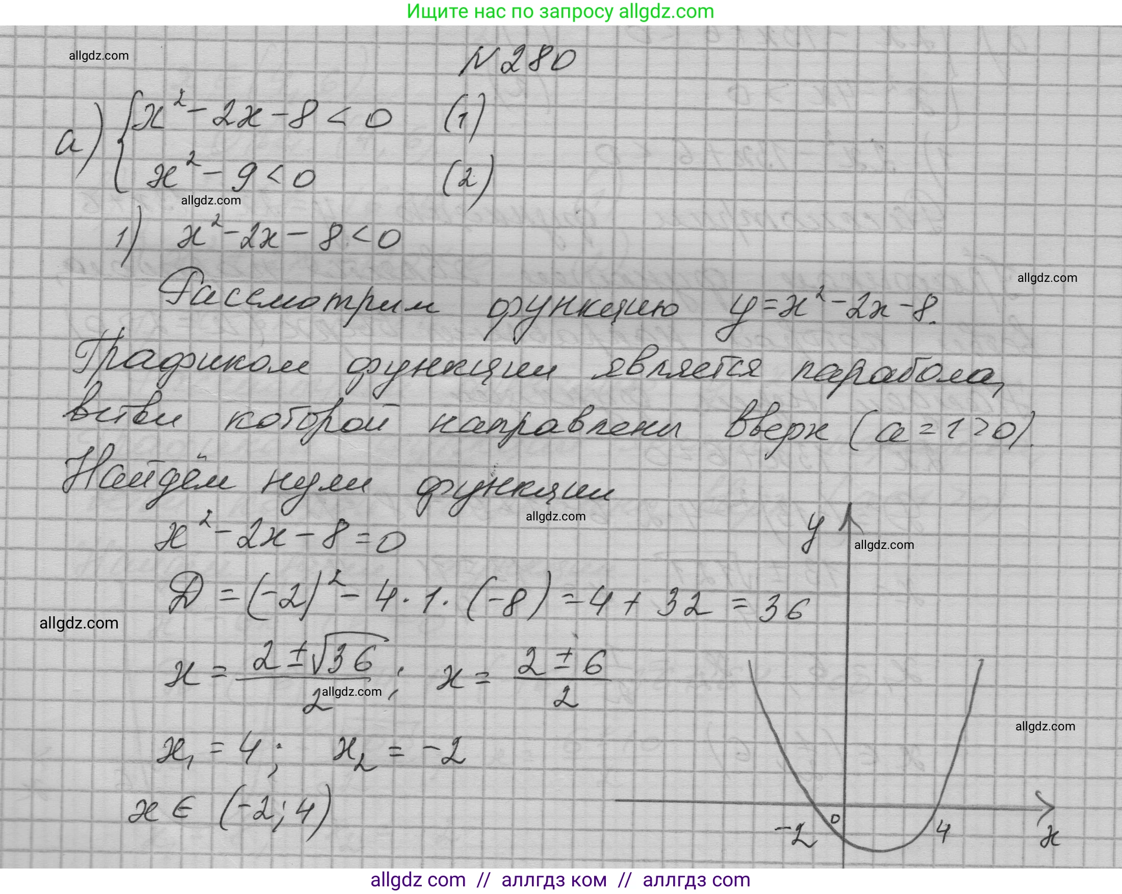 Алгебра, 9 класс Учебник, авторы: Макарычев Юрий Николаевич, Миндюк Нора Григорьевна, Нешков Константин Иванович, Суворова Светлана Борисовна, издательство Просвещение, Москва, 2023, белого цвета, страница 92, номер 280, Решение 1