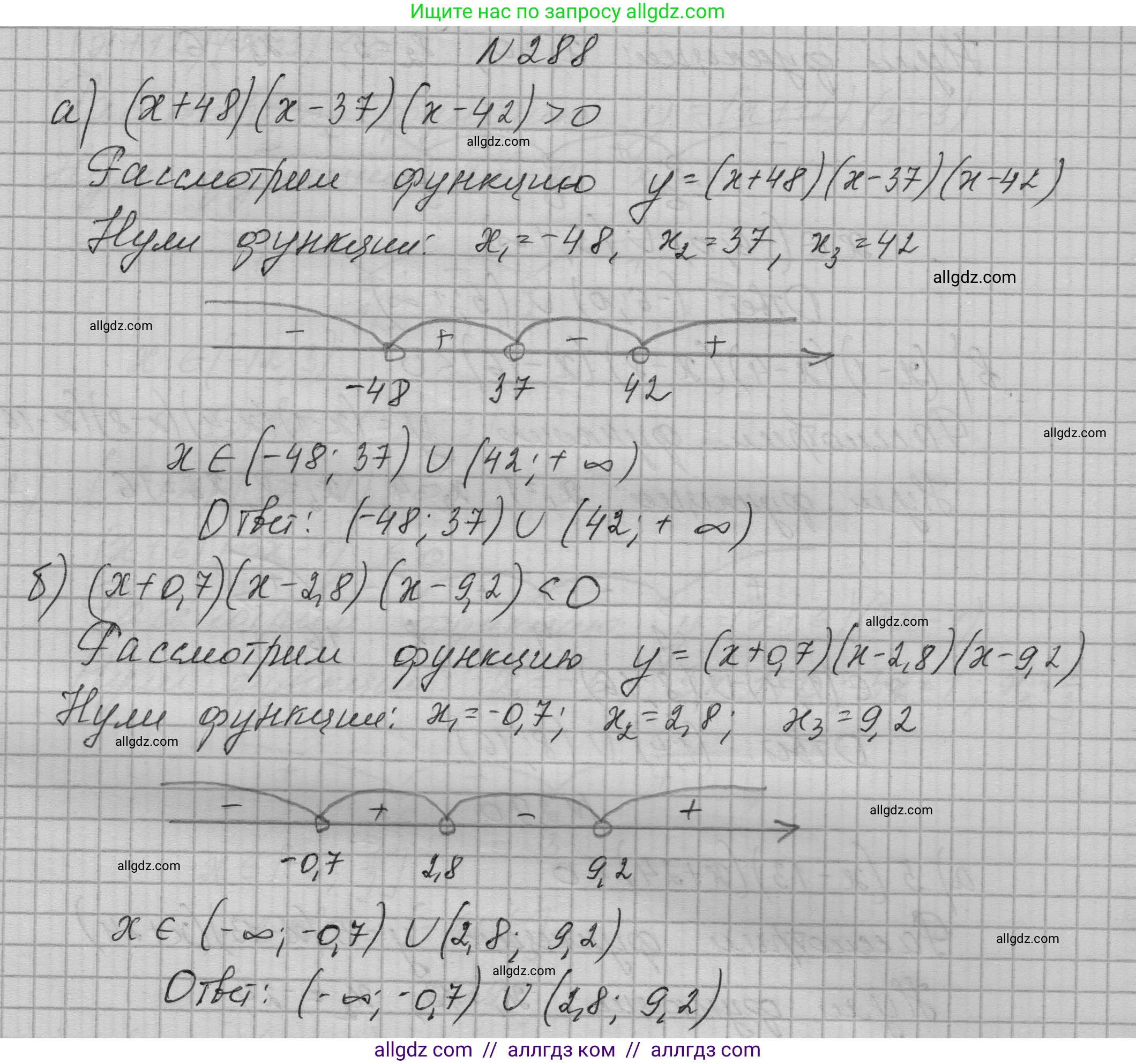 Алгебра, 9 класс Учебник, авторы: Макарычев Юрий Николаевич, Миндюк Нора Григорьевна, Нешков Константин Иванович, Суворова Светлана Борисовна, издательство Просвещение, Москва, 2023, белого цвета, страница 97, номер 288, Решение 1