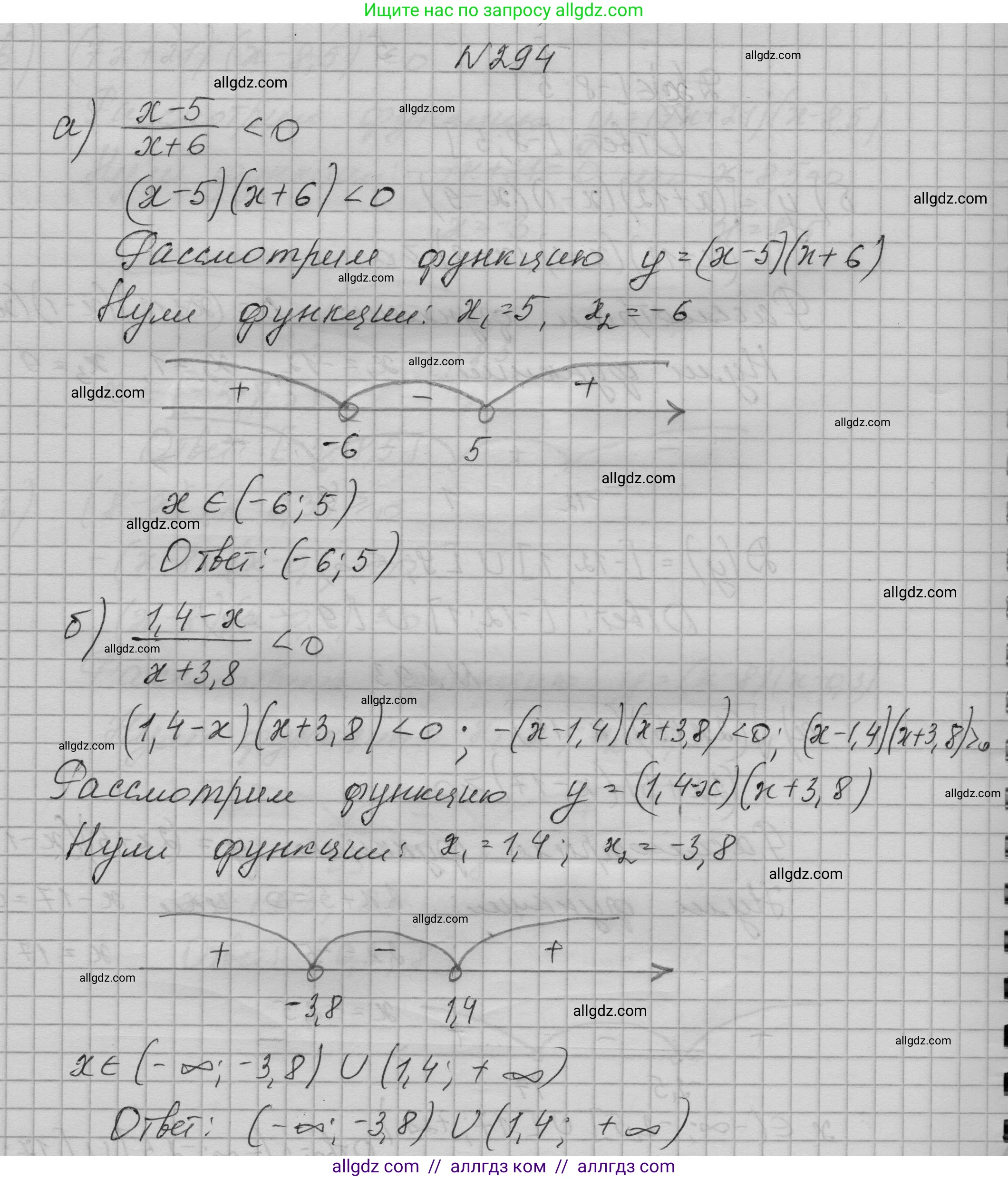 Алгебра, 9 класс Учебник, авторы: Макарычев Юрий Николаевич, Миндюк Нора Григорьевна, Нешков Константин Иванович, Суворова Светлана Борисовна, издательство Просвещение, Москва, 2023, белого цвета, страница 97, номер 294, Решение 1