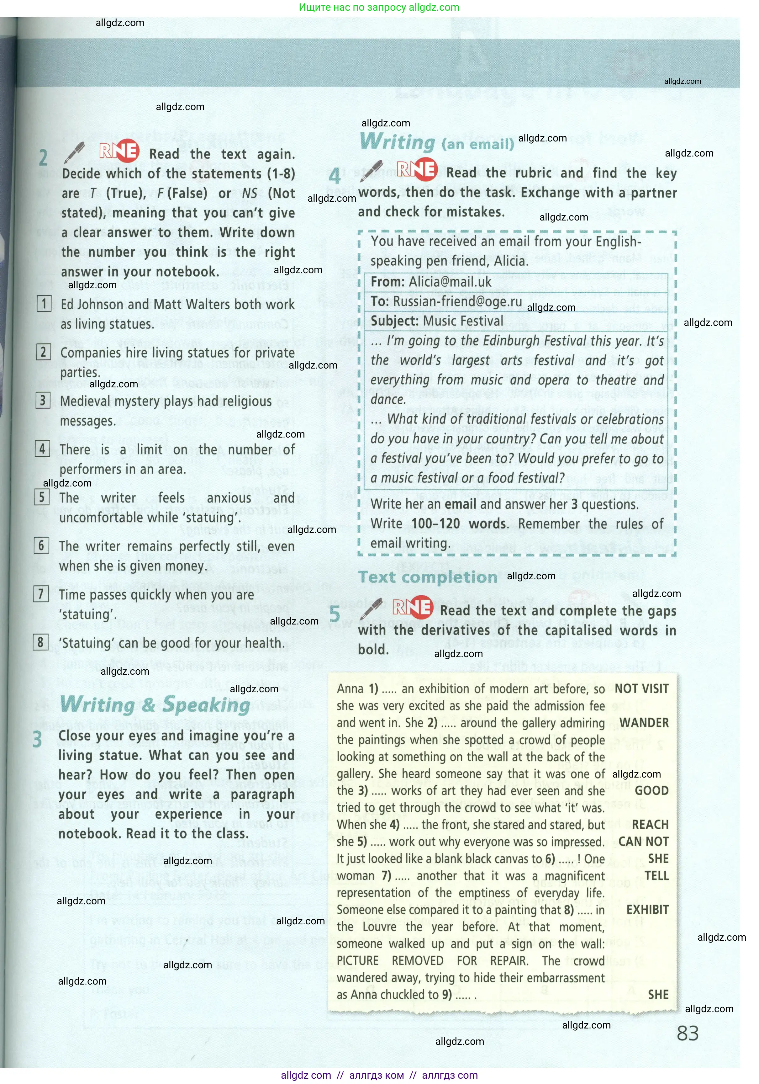 Английский язык (english), 9 класс Учебник (Student's book), авторы: Баранова Ксения Михайловна (Baranova Ksenia), Дули Дженни (Dooley Jenny), Копылова Виктория Викторовна (Kopylova Victoria), Мильруд Радислав Петрович (Millrood Radislav), Эванс Вирджиния (Evans Virginia), издательство Просвещение, Москва, 2023, белого цвета, страница 83