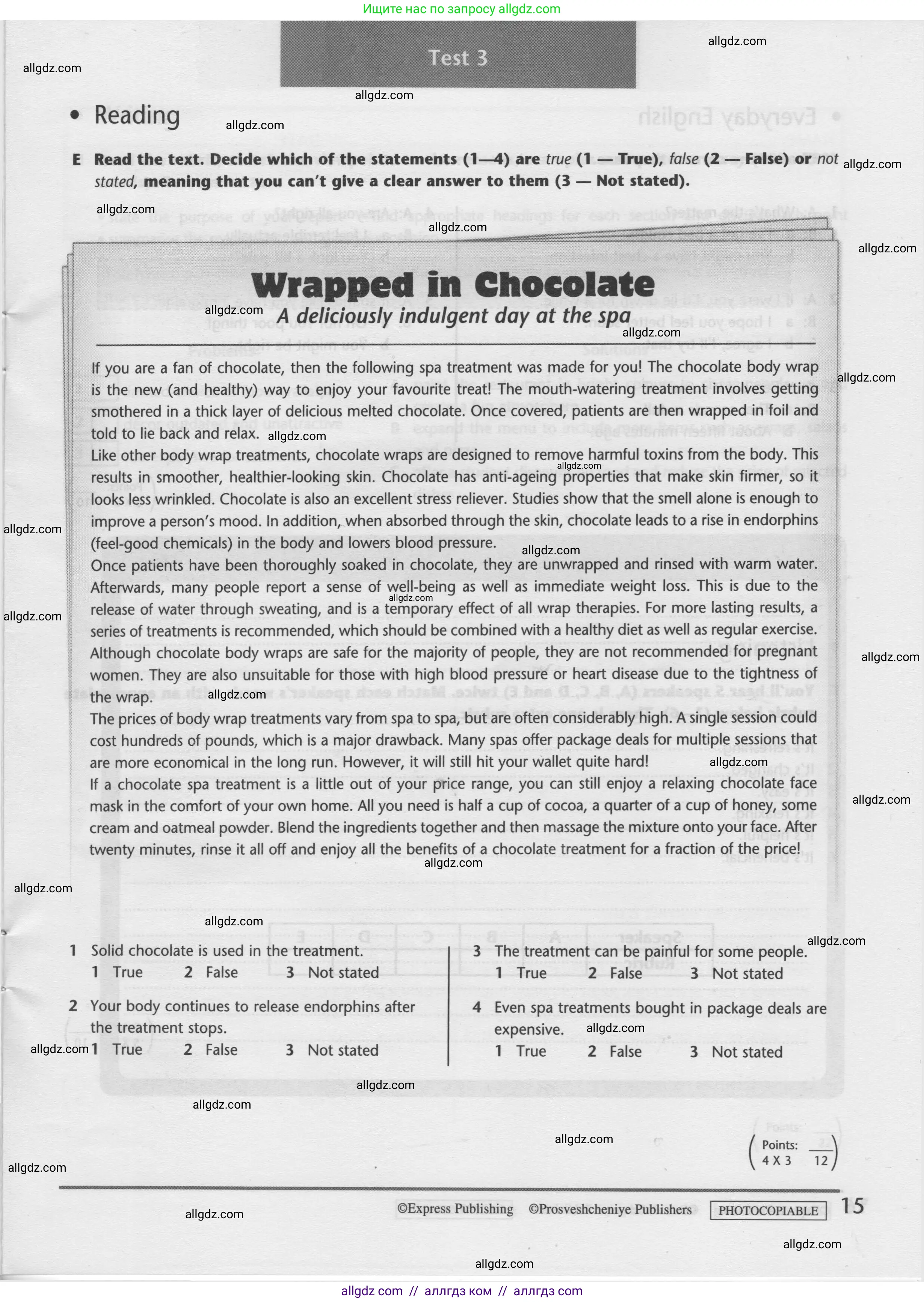 Английский язык (english), 9 класс контрольные задания (test booklet), авторы: Баранова Ксения Михайловна (Baranova Ksenia), Дули Дженни (Dooley Jenny), Копылова Виктория Викторовна (Kopylova Victoria), Мильруд Радислав Петрович (Millrood Radislav), Эванс Вирджиния (Evans Virginia), издательство Просвещение, Москва, 2019, серого цвета, страница 15