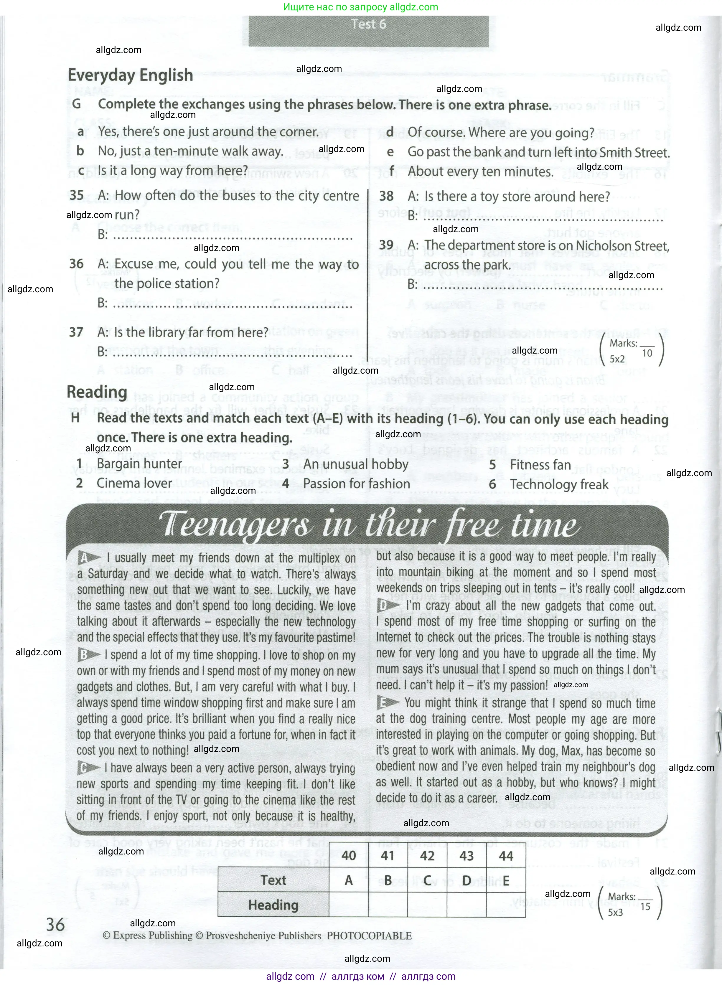 Английский язык (english), 9 класс контрольные задания (test booklet), авторы: Ваулина Юлия Евгеньевна (Vaulina Julia), Дули Дженни (Dooley Jenny), Подоляко Ольга Евгеньевна (Podolyako Olga), Эванс Вирджиния (Evans Virginia), издательство Просвещение, Москва, 2023, страница 36