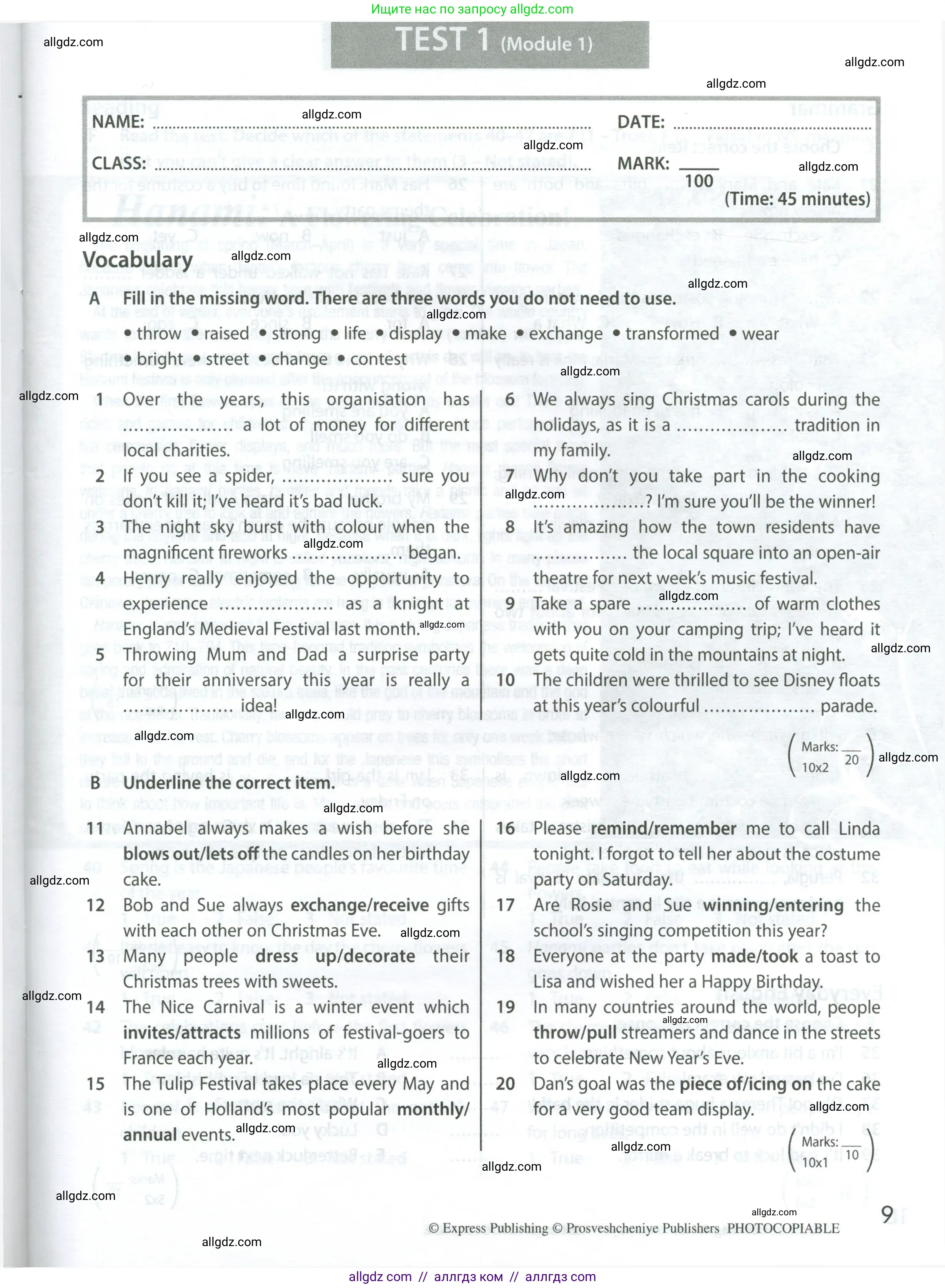 Английский язык (english), 9 класс контрольные задания (test booklet), авторы: Ваулина Юлия Евгеньевна (Vaulina Julia), Дули Дженни (Dooley Jenny), Подоляко Ольга Евгеньевна (Podolyako Olga), Эванс Вирджиния (Evans Virginia), издательство Просвещение, Москва, 2023, страница 9