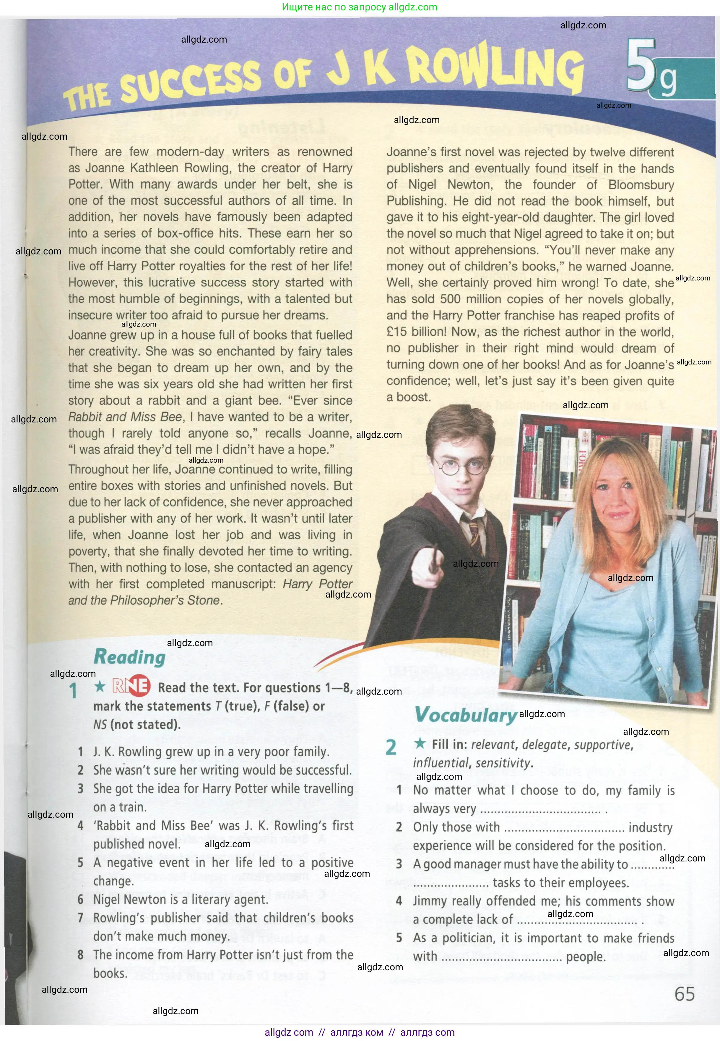 Английский язык (english), 9 класс Рабочая тетрадь (workbook), авторы: Баранова Ксения Михайловна (Baranova Ksenia), Дули Дженни (Dooley Jenny), Копылова Виктория Викторовна (Kopylova Victoria), Мильруд Радислав Петрович (Millrood Radislav), Эванс Вирджиния (Evans Virginia), издательство Просвещение, Москва, 2024, белого цвета, страница 65