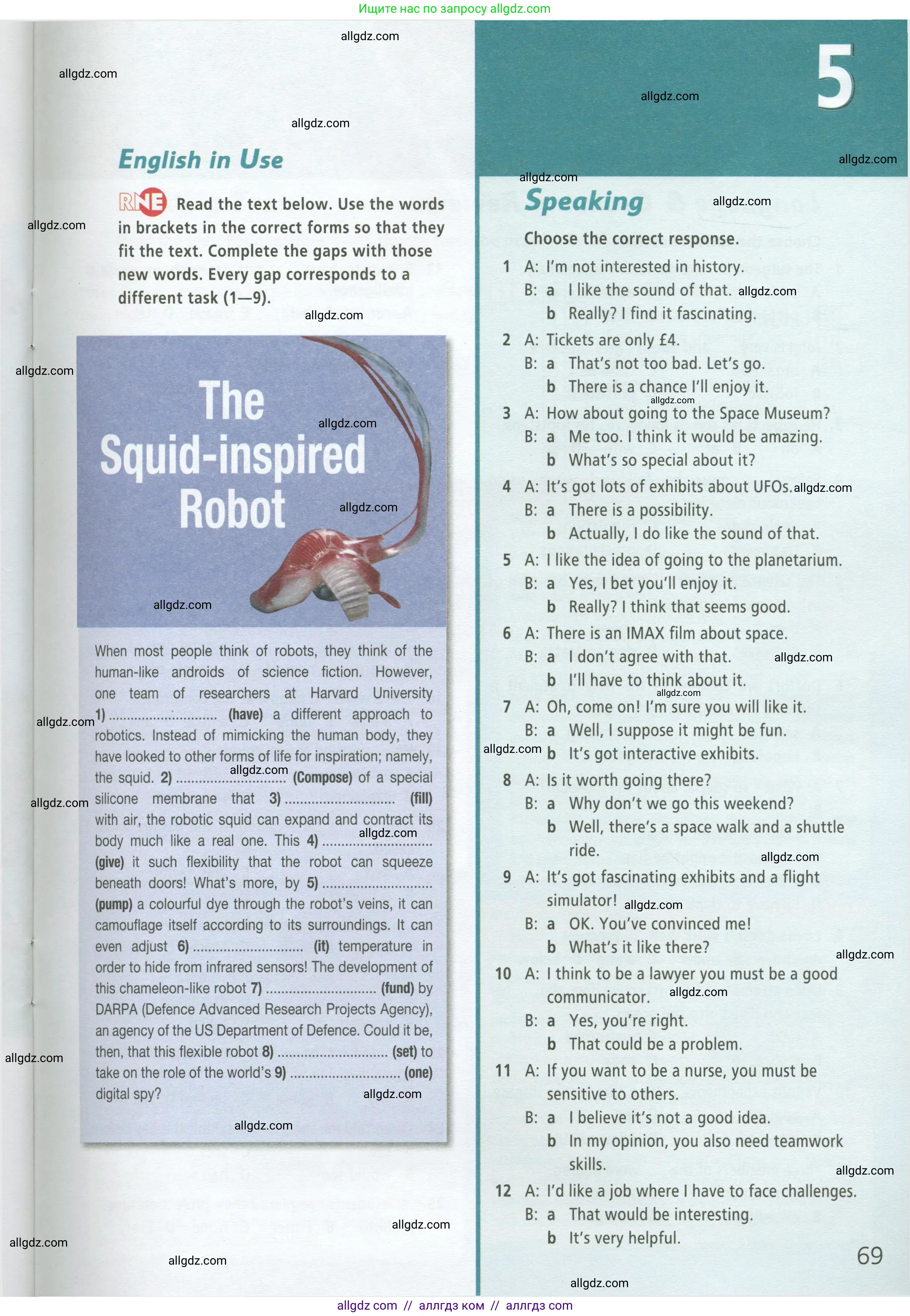 Английский язык (english), 9 класс Рабочая тетрадь (workbook), авторы: Баранова Ксения Михайловна (Baranova Ksenia), Дули Дженни (Dooley Jenny), Копылова Виктория Викторовна (Kopylova Victoria), Мильруд Радислав Петрович (Millrood Radislav), Эванс Вирджиния (Evans Virginia), издательство Просвещение, Москва, 2024, белого цвета, страница 69