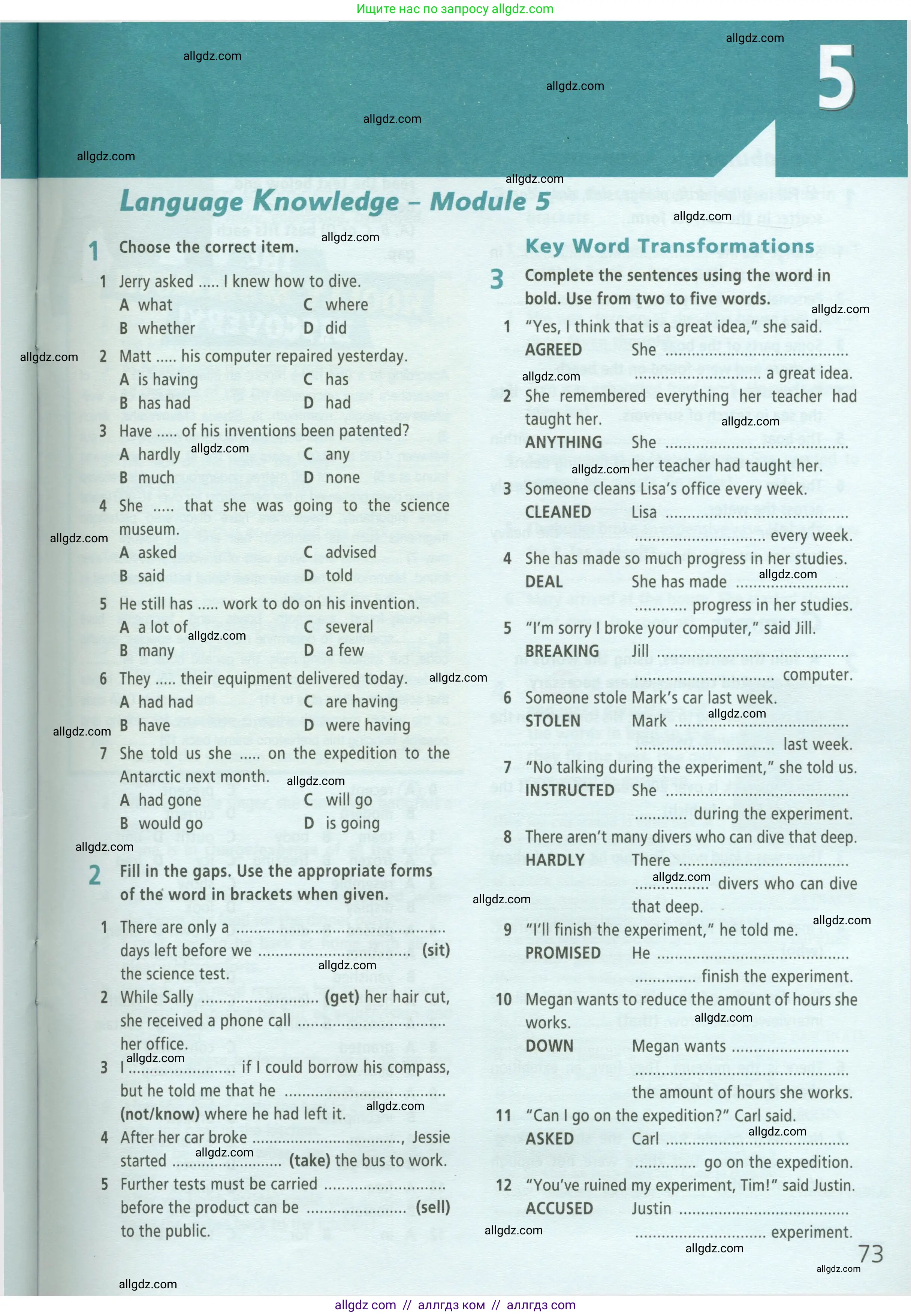 Английский язык (english), 9 класс Рабочая тетрадь (workbook), авторы: Баранова Ксения Михайловна (Baranova Ksenia), Дули Дженни (Dooley Jenny), Копылова Виктория Викторовна (Kopylova Victoria), Мильруд Радислав Петрович (Millrood Radislav), Эванс Вирджиния (Evans Virginia), издательство Просвещение, Москва, 2024, белого цвета, страница 73