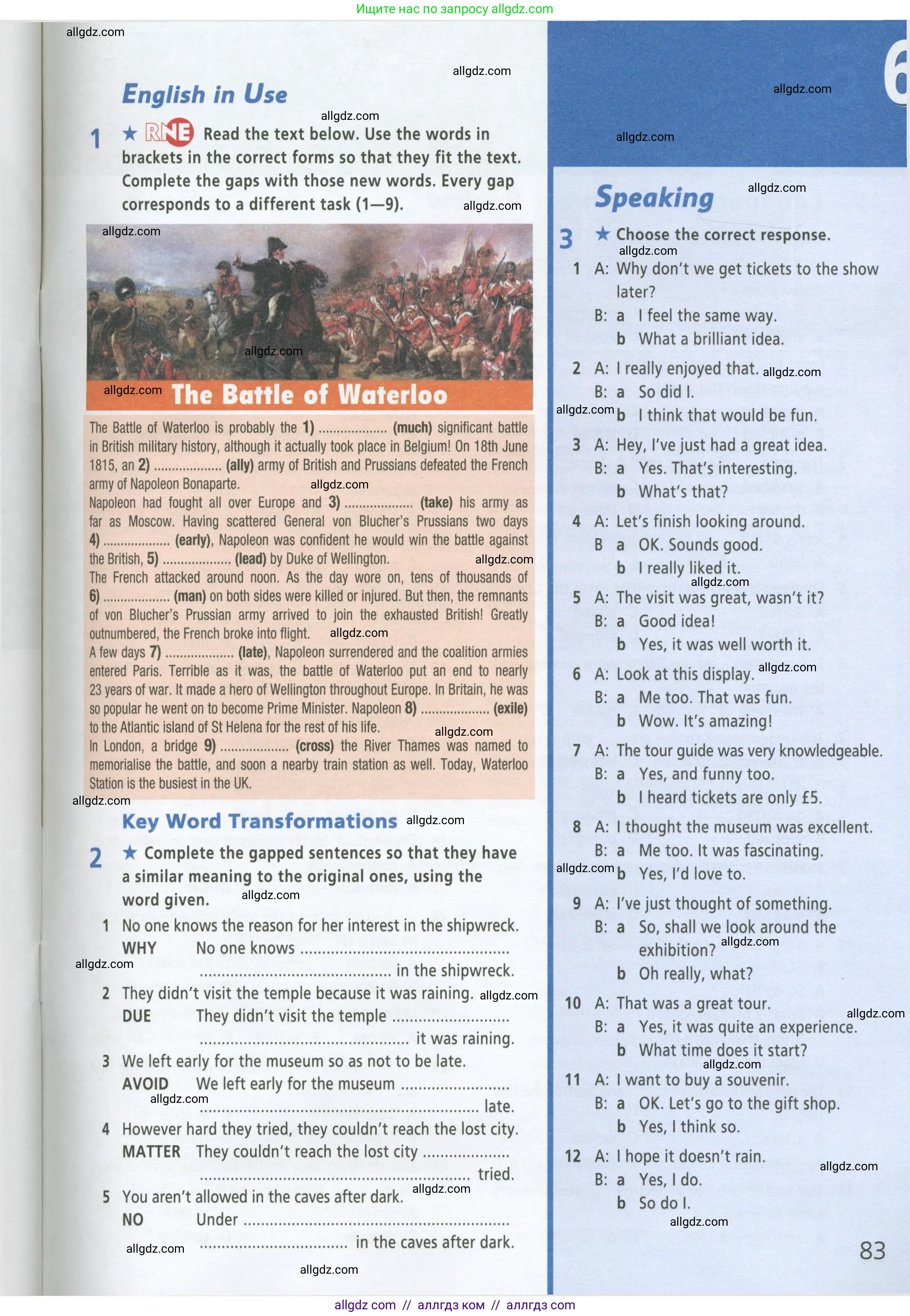 Английский язык (english), 9 класс Рабочая тетрадь (workbook), авторы: Баранова Ксения Михайловна (Baranova Ksenia), Дули Дженни (Dooley Jenny), Копылова Виктория Викторовна (Kopylova Victoria), Мильруд Радислав Петрович (Millrood Radislav), Эванс Вирджиния (Evans Virginia), издательство Просвещение, Москва, 2024, белого цвета, страница 83