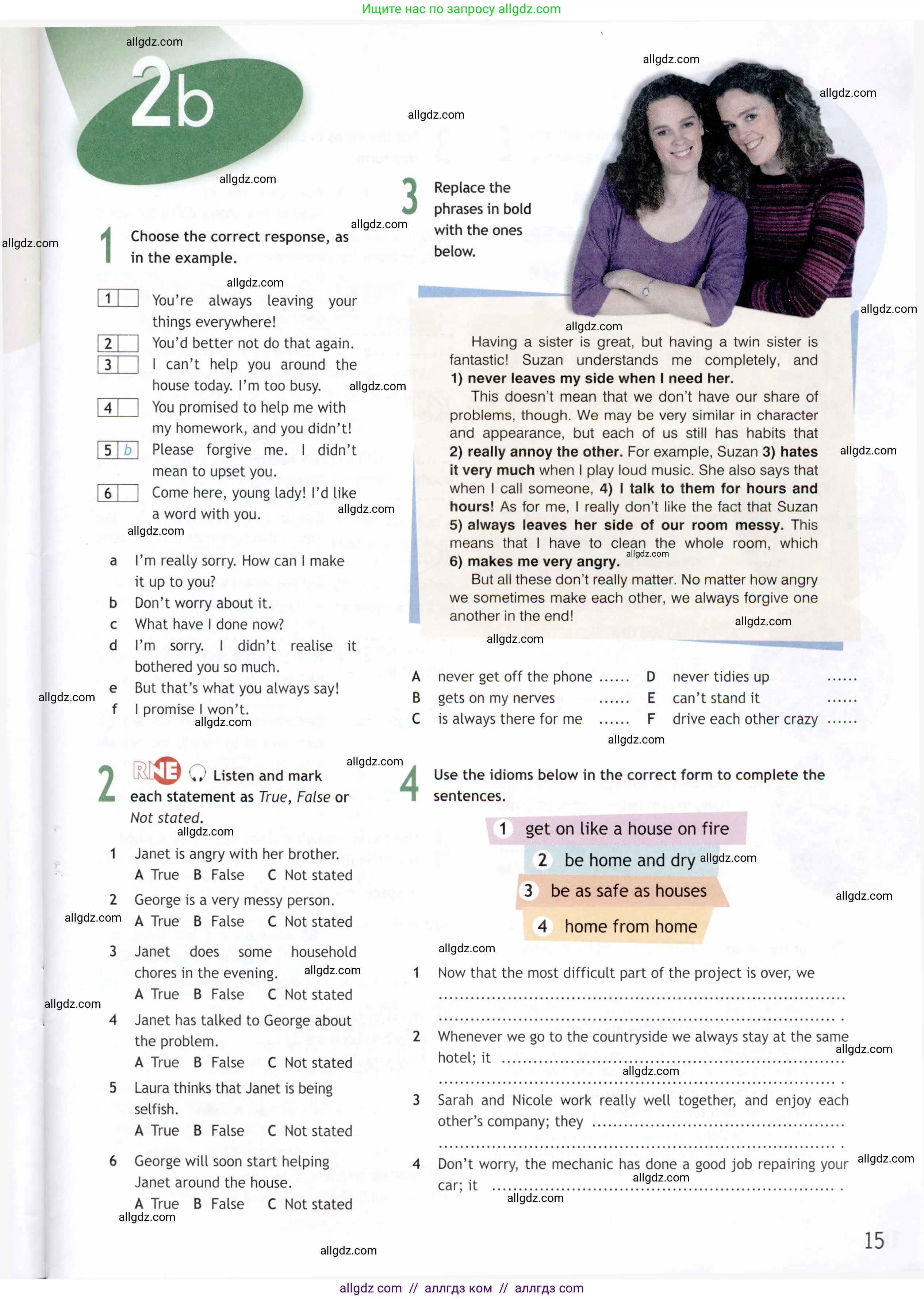 Английский язык (english), 9 класс Рабочая тетрадь (workbook), авторы: Ваулина Юлия Евгеньевна (Vaulina Julia), Дули Дженни (Dooley Jenny), Подоляко Ольга Евгеньевна (Podolyako Olga), Эванс Вирджиния (Evans Virginia), издательство Просвещение, Москва, 2024, страница 15