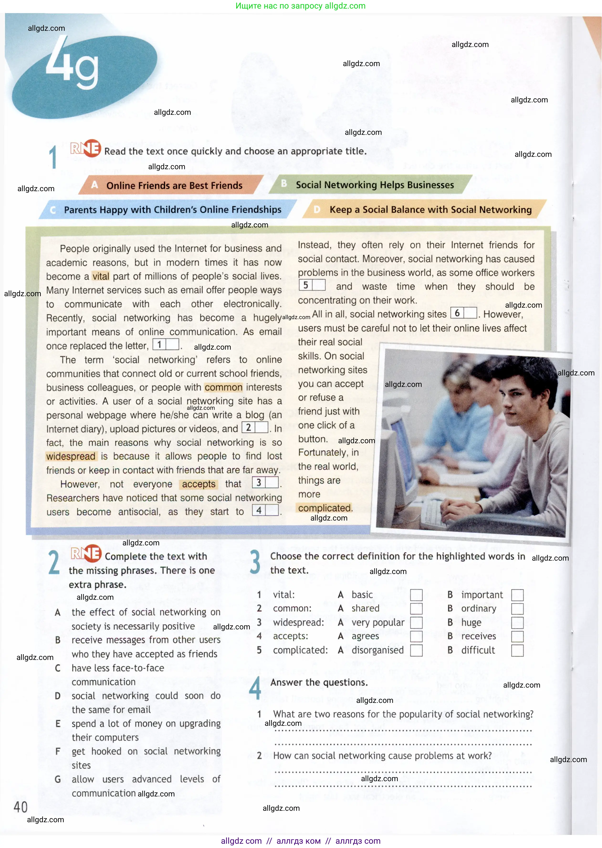 Английский язык (english), 9 класс Рабочая тетрадь (workbook), авторы: Ваулина Юлия Евгеньевна (Vaulina Julia), Дули Дженни (Dooley Jenny), Подоляко Ольга Евгеньевна (Podolyako Olga), Эванс Вирджиния (Evans Virginia), издательство Просвещение, Москва, 2024, страница 40