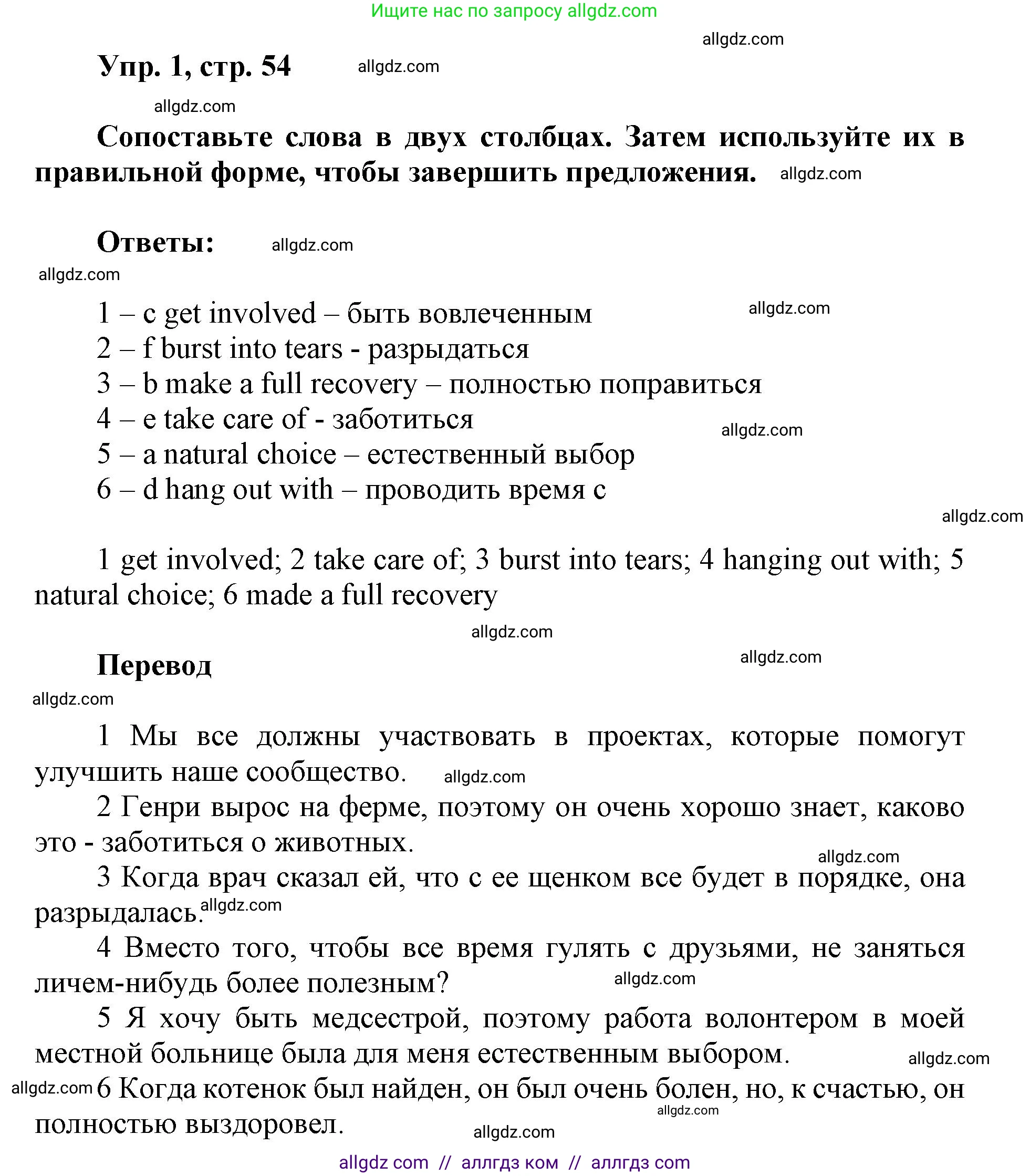 Английский язык (english), 9 класс Рабочая тетрадь (workbook), авторы: Ваулина Юлия Евгеньевна (Vaulina Julia), Дули Дженни (Dooley Jenny), Подоляко Ольга Евгеньевна (Podolyako Olga), Эванс Вирджиния (Evans Virginia), издательство Просвещение, Москва, 2024, страница 54, номер 1, Решение 1 (2019-2023)