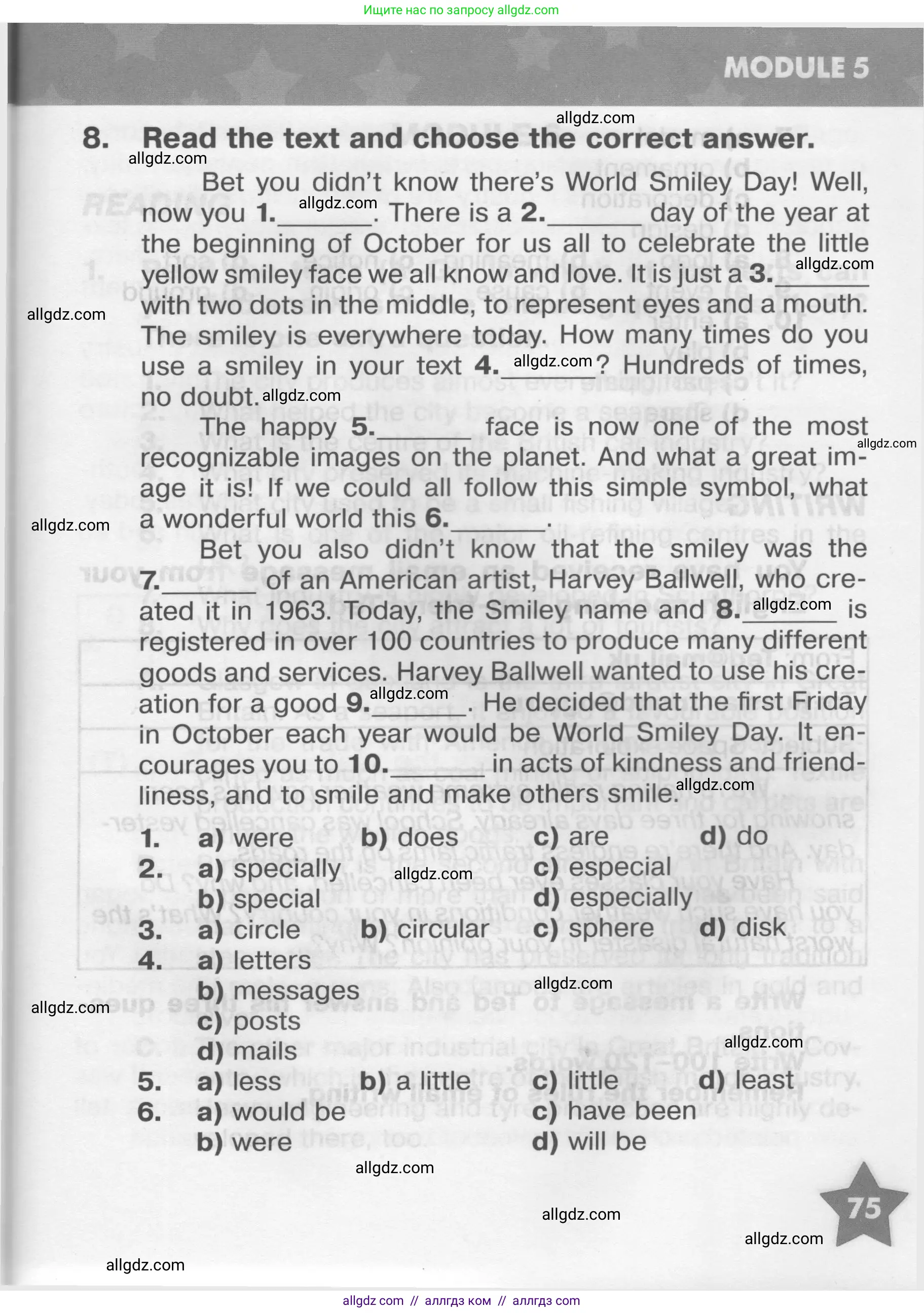 Английский язык (english), 9 класс Тренировочные упражнения в формате ОГЭ (ГИА), авторы: Комиссаров Константин Вячеславович, Кирдяева Ольга Ивановна, издательство Просвещение, Москва, 2024, белого цвета, страница 75