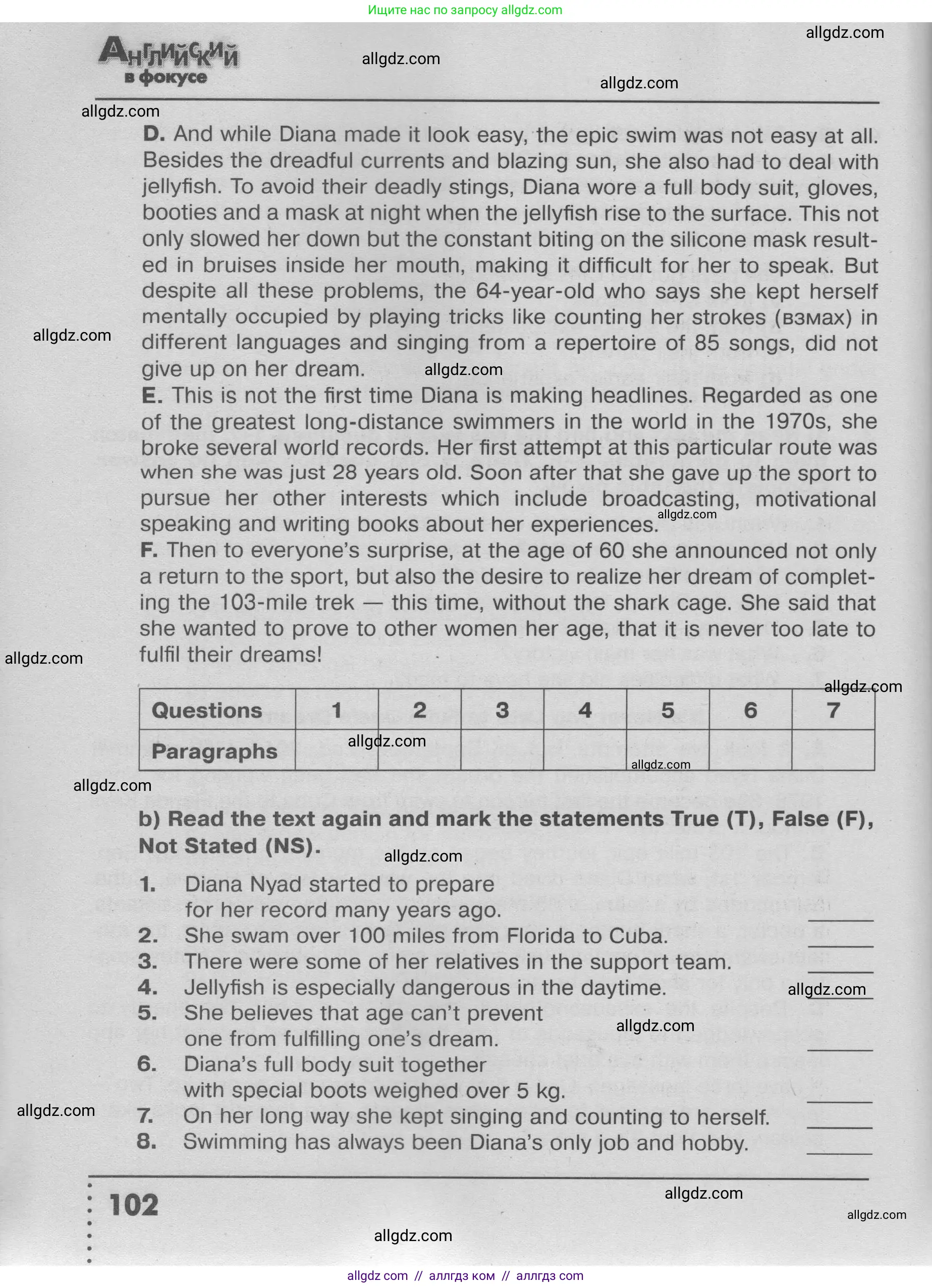 Английский язык (english), 9 класс Тренировочные упражнения в формате ОГЭ (ГИА), авторы: Ваулина Юлия Евгеньевна (Vaulina Julia), Подоляко Ольга Евгеньевна (Podolyako Olga), издательство Просвещение, Москва, 2015, страница 102