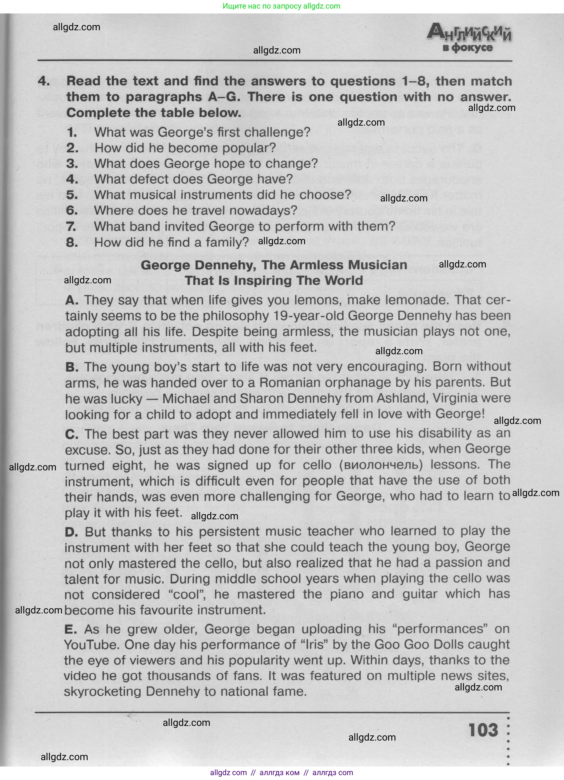 Английский язык (english), 9 класс Тренировочные упражнения в формате ОГЭ (ГИА), авторы: Ваулина Юлия Евгеньевна (Vaulina Julia), Подоляко Ольга Евгеньевна (Podolyako Olga), издательство Просвещение, Москва, 2015, страница 103