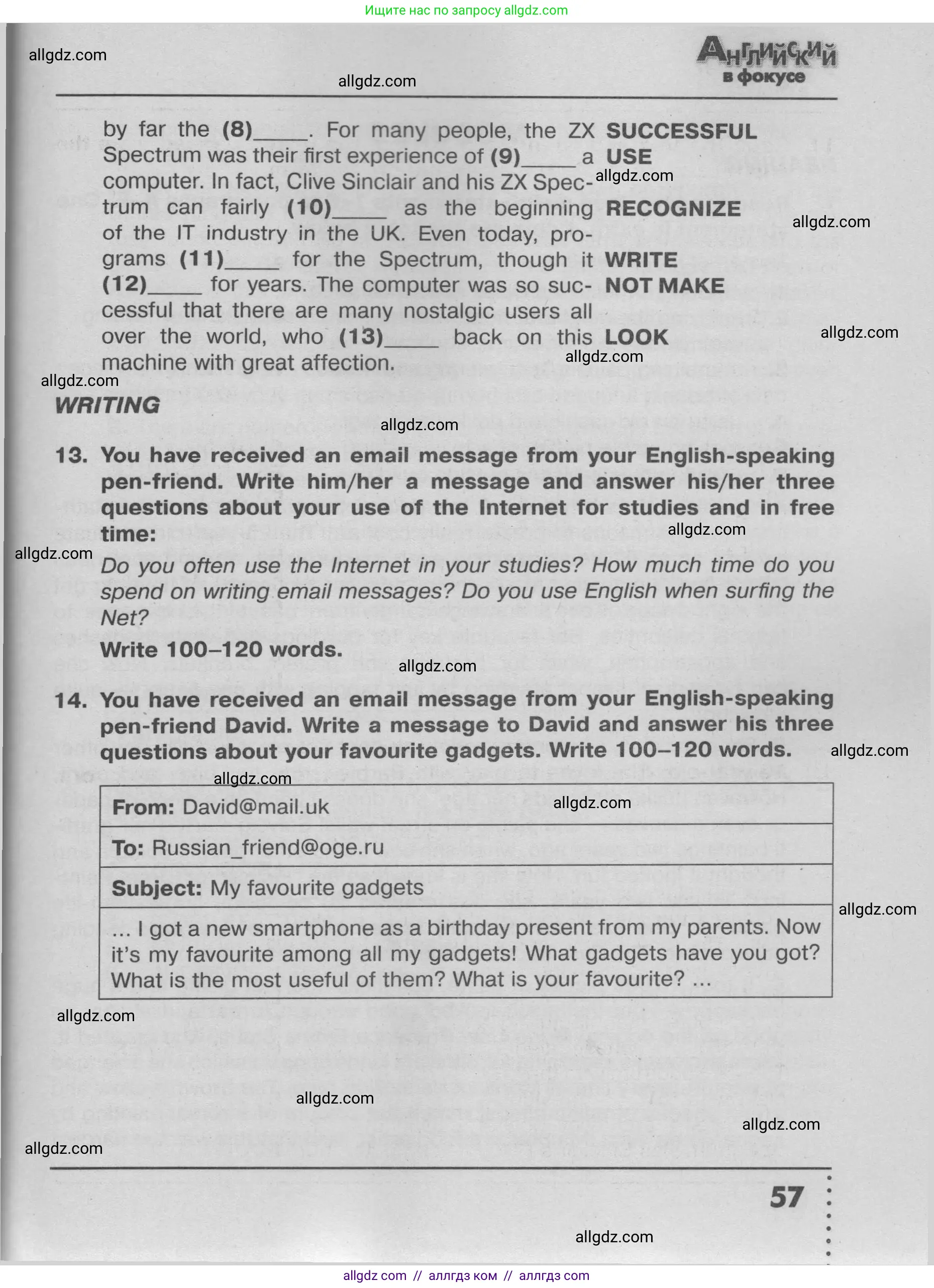 Английский язык (english), 9 класс Тренировочные упражнения в формате ОГЭ (ГИА), авторы: Ваулина Юлия Евгеньевна (Vaulina Julia), Подоляко Ольга Евгеньевна (Podolyako Olga), издательство Просвещение, Москва, 2015, страница 57