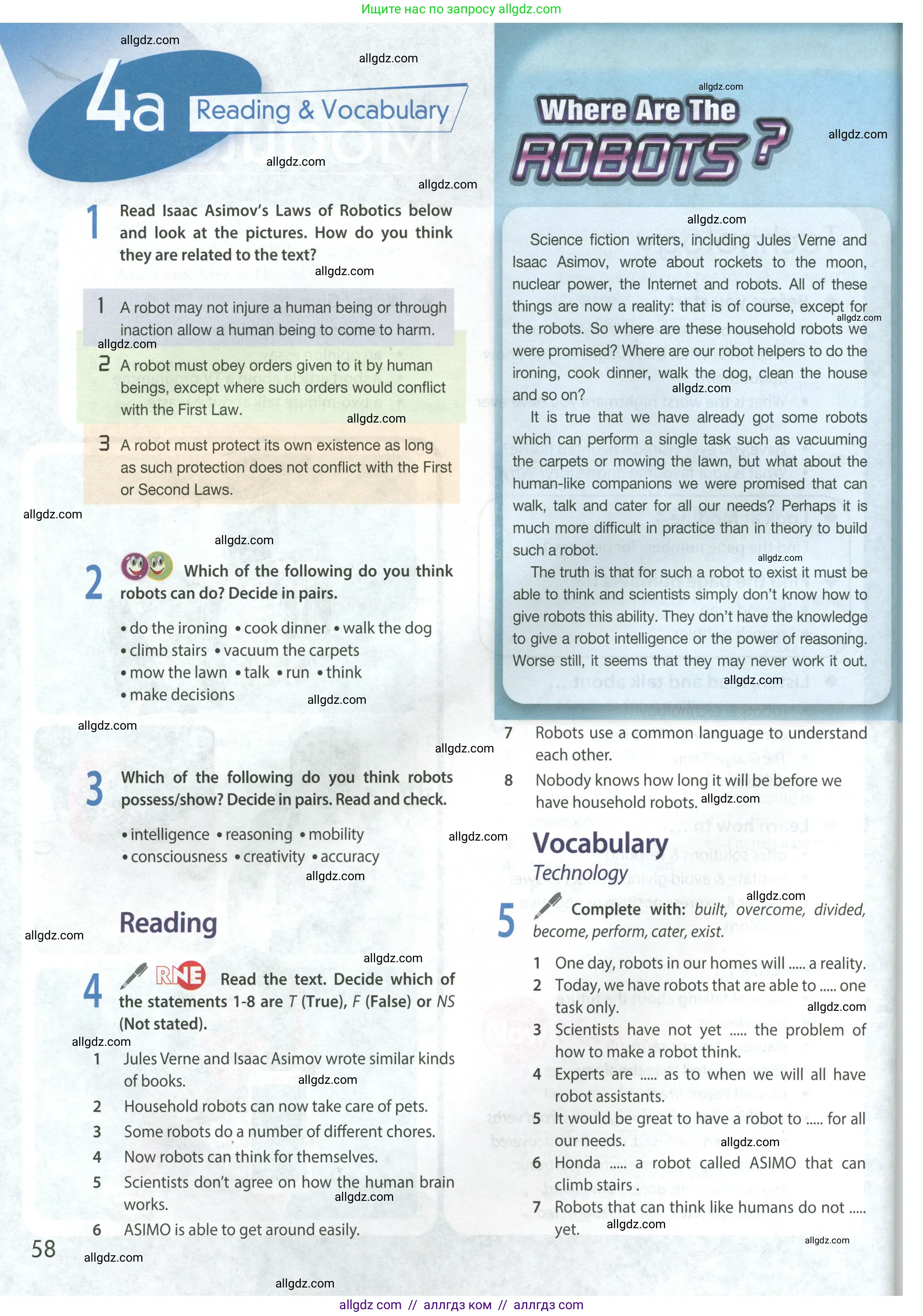 Английский язык (english), 9 класс Учебник (Student's book), авторы: Ваулина Юлия Евгеньевна (Vaulina Julia), Дули Дженни (Dooley Jenny), Подоляко Ольга Евгеньевна (Podolyako Olga), Эванс Вирджиния (Evans Virginia), издательство Просвещение, Москва, 2023, белого цвета, страница 58