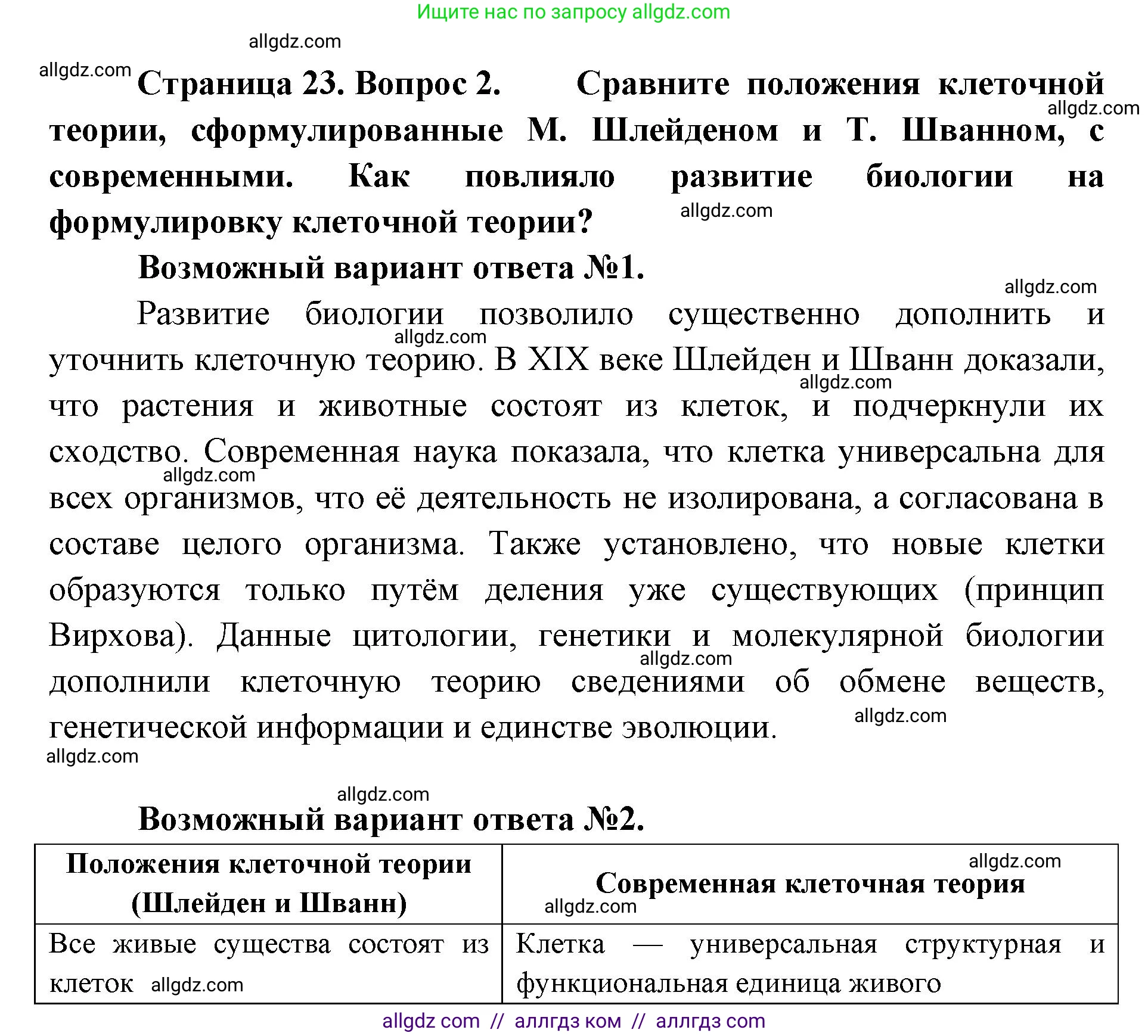 Биология, 9 класс Учебник, автор: Пасечник Владимир Васильевич, издательство Просвещение, Москва, 2019, страница 23, номер 2, Решение