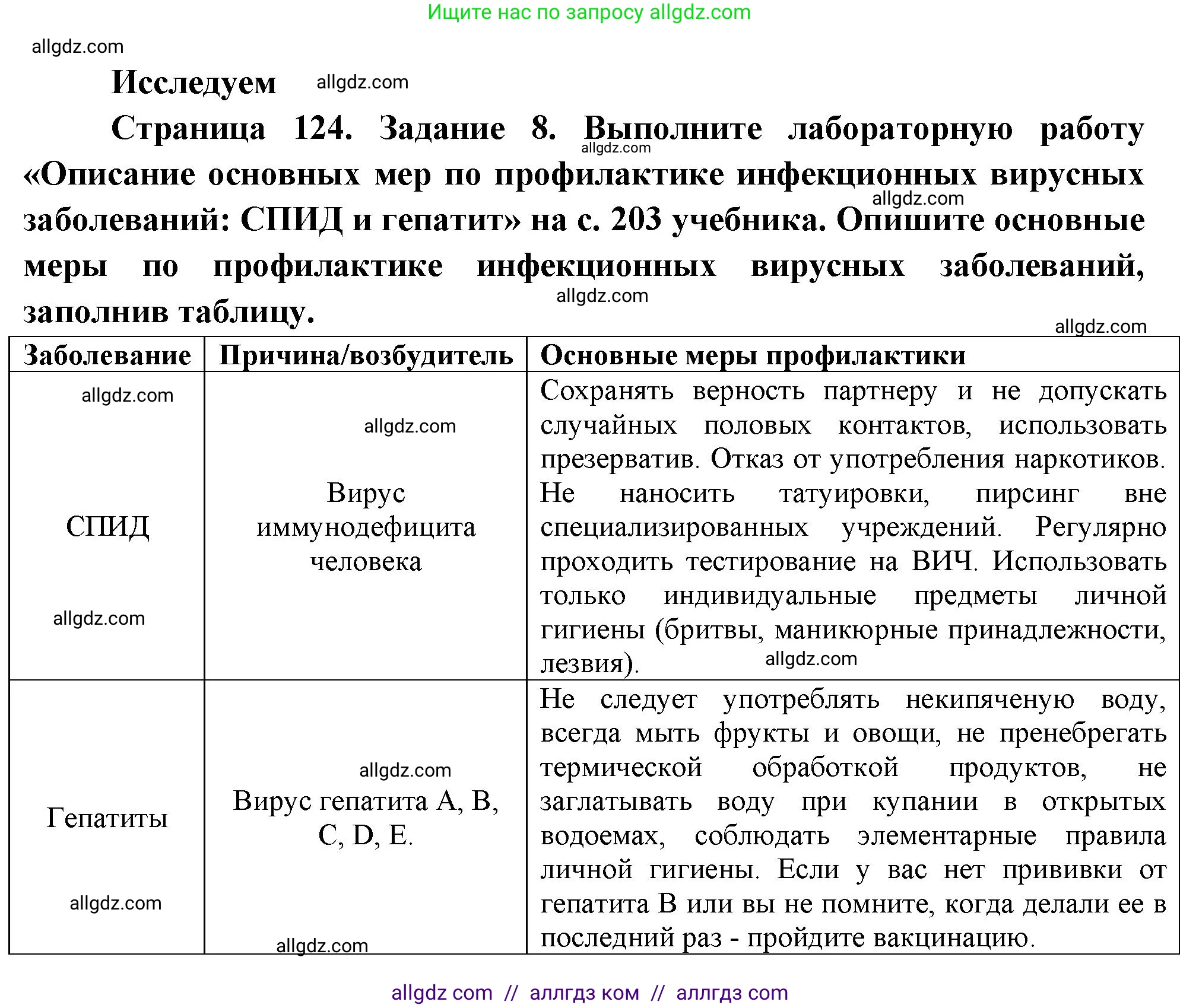 Биология, 9 класс рабочая тетрадь, авторы: Пасечник Владимир Васильевич, Швецов Глеб Геннадьевич, издательство Просвещение, Москва, 2023, розового цвета, страница 124, номер 8, Решение
