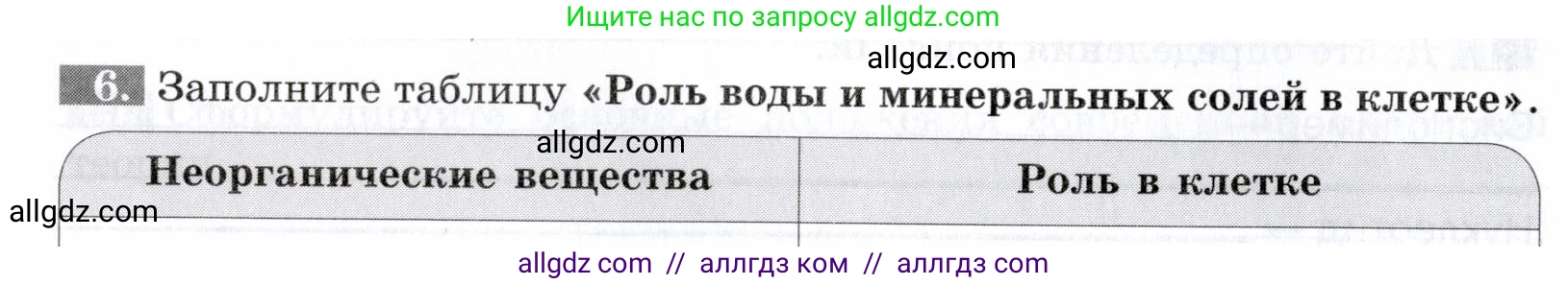 Биология, 9 класс рабочая тетрадь, авторы: Пасечник Владимир Васильевич, Швецов Глеб Геннадьевич, издательство Просвещение, Москва, 2019, страница 16, номер 6, Условие