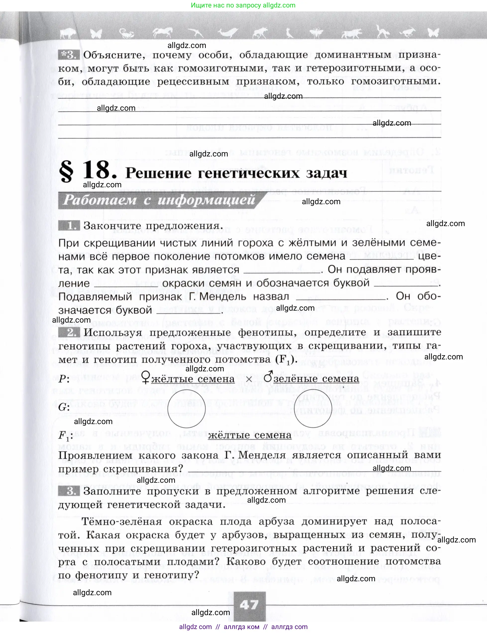 Биология, 9 класс рабочая тетрадь, авторы: Пасечник Владимир Васильевич, Швецов Глеб Геннадьевич, издательство Просвещение, Москва, 2019, страница 47