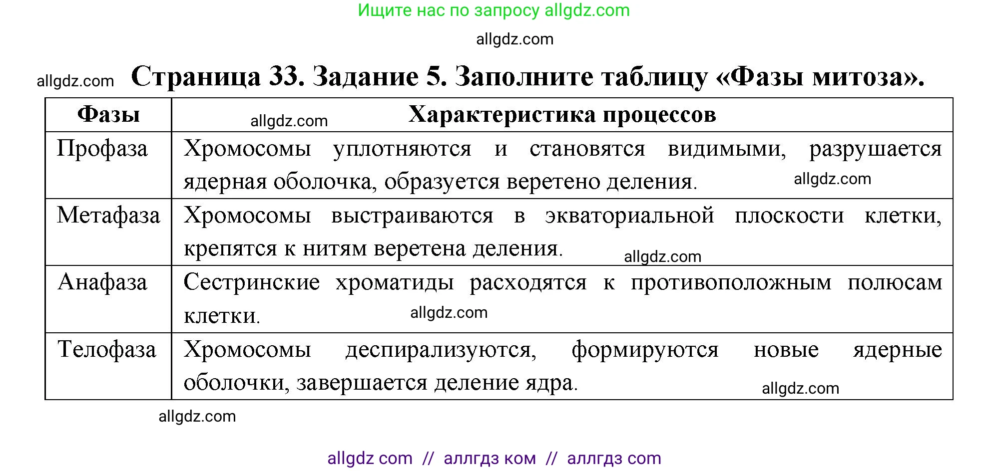 Биология, 9 класс рабочая тетрадь, авторы: Пасечник Владимир Васильевич, Швецов Глеб Геннадьевич, издательство Просвещение, Москва, 2019, страница 33, номер 5, Решение