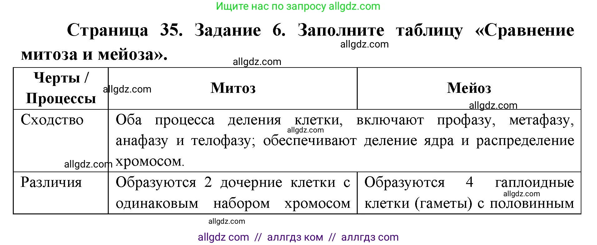 Биология, 9 класс рабочая тетрадь, авторы: Пасечник Владимир Васильевич, Швецов Глеб Геннадьевич, издательство Просвещение, Москва, 2019, страница 35, номер 6, Решение
