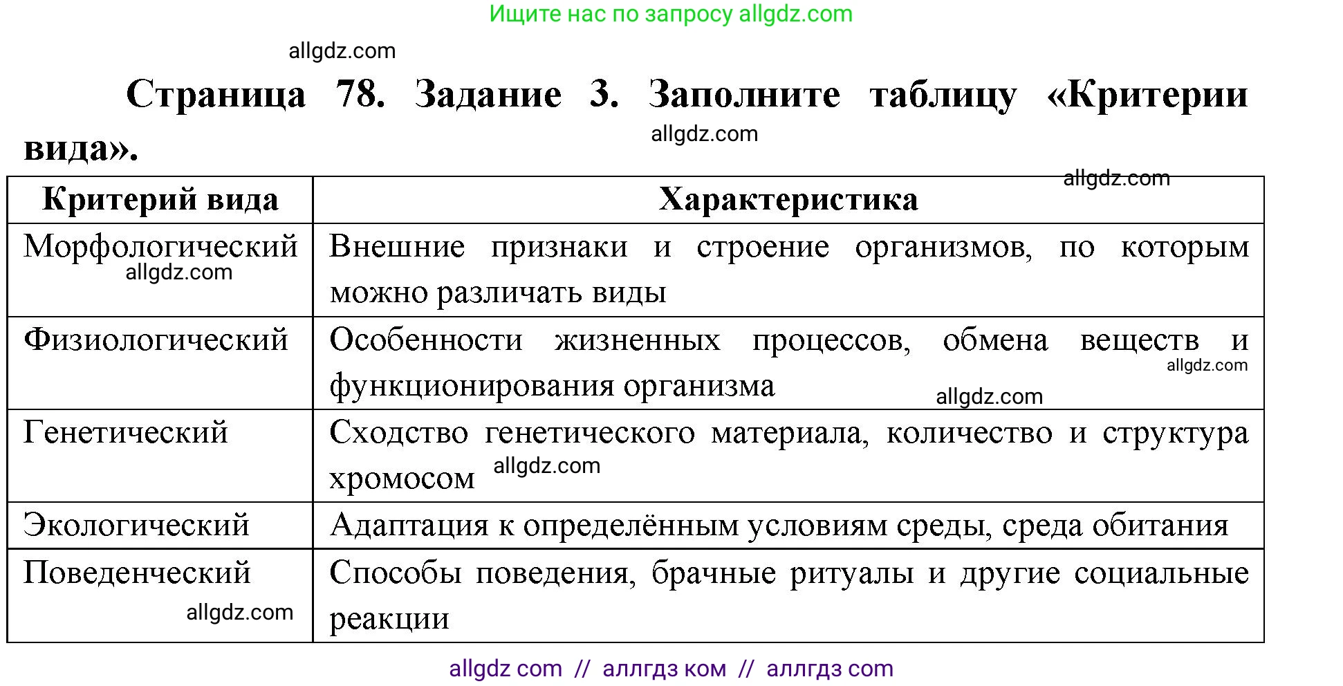 Биология, 9 класс рабочая тетрадь, авторы: Пасечник Владимир Васильевич, Швецов Глеб Геннадьевич, издательство Просвещение, Москва, 2019, страница 78, номер 3, Решение