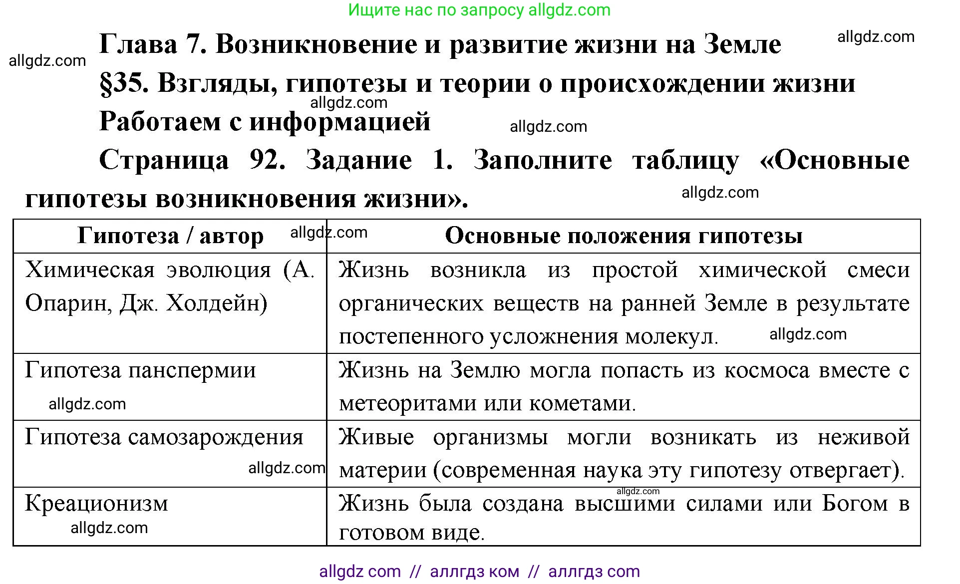 Биология, 9 класс рабочая тетрадь, авторы: Пасечник Владимир Васильевич, Швецов Глеб Геннадьевич, издательство Просвещение, Москва, 2019, страница 92, номер 1, Решение