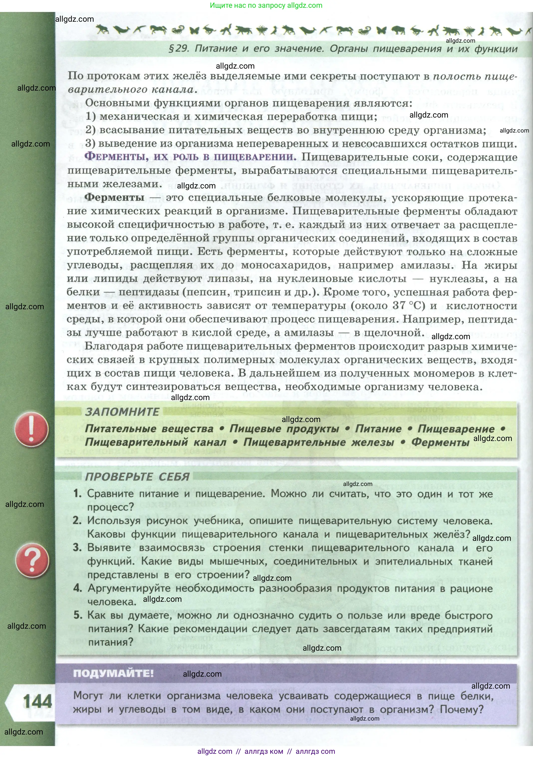 Биология, 9 класс Учебник, авторы: Пасечник Владимир Васильевич, Каменский Андрей Александрович, Швецов Глеб Геннадьевич, Гапонюк Зоя Георгиевна, издательство Просвещение, Москва, 2023, белого цвета, страница 144