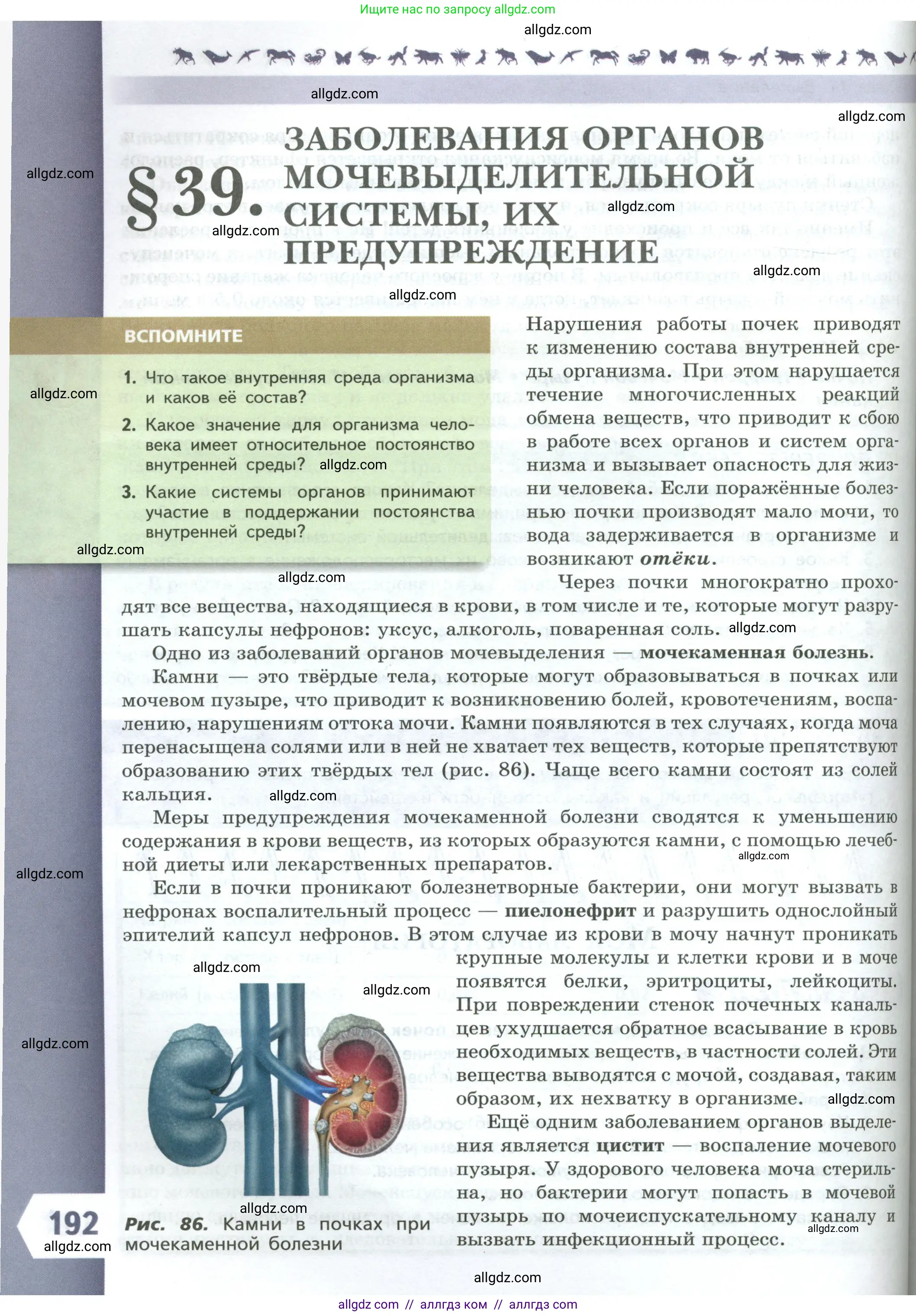 Биология, 9 класс Учебник, авторы: Пасечник Владимир Васильевич, Каменский Андрей Александрович, Швецов Глеб Геннадьевич, Гапонюк Зоя Георгиевна, издательство Просвещение, Москва, 2023, белого цвета, страница 192