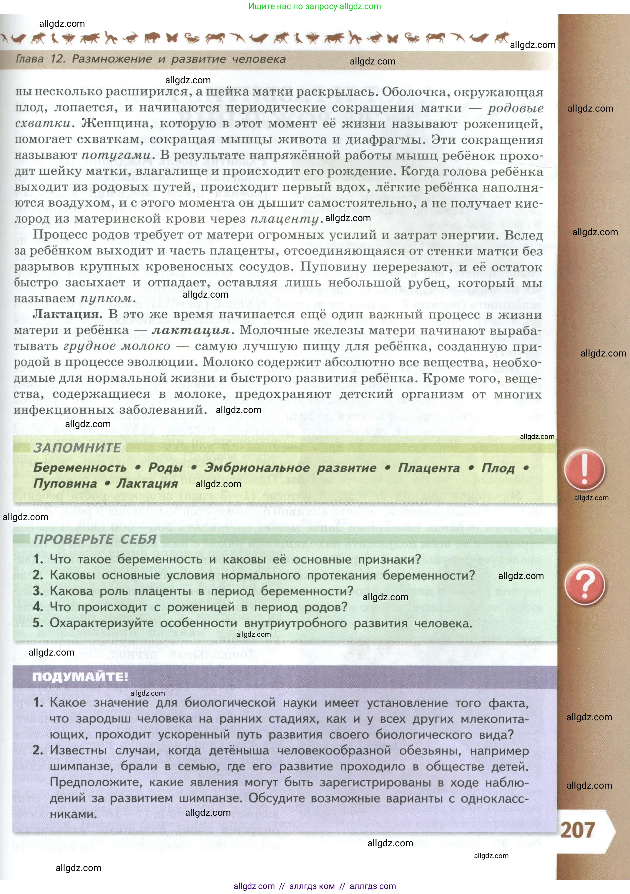 Биология, 9 класс Учебник, авторы: Пасечник Владимир Васильевич, Каменский Андрей Александрович, Швецов Глеб Геннадьевич, Гапонюк Зоя Георгиевна, издательство Просвещение, Москва, 2023, белого цвета, страница 207