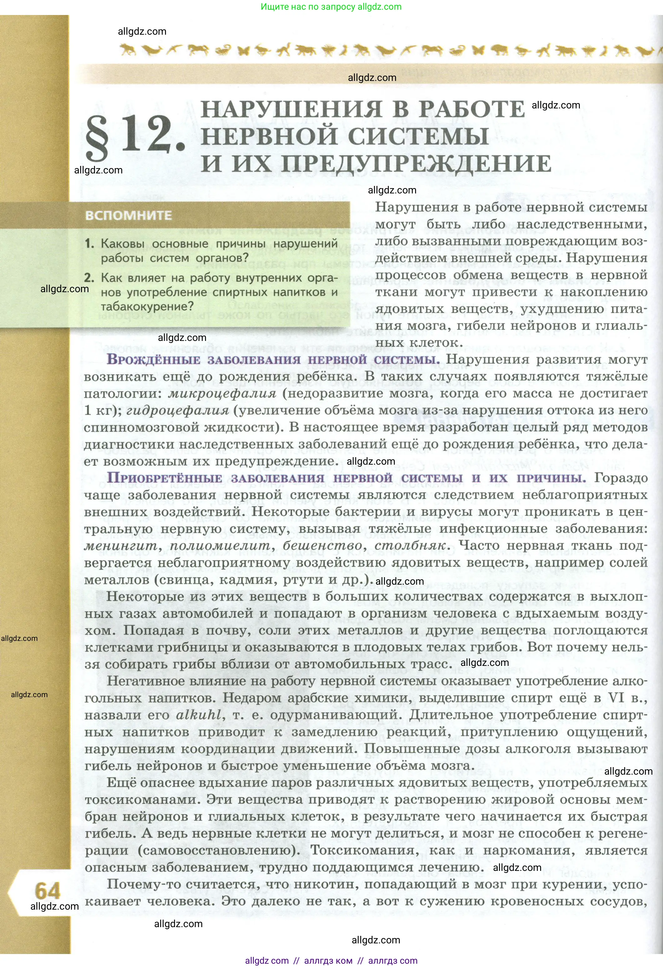Биология, 9 класс Учебник, авторы: Пасечник Владимир Васильевич, Каменский Андрей Александрович, Швецов Глеб Геннадьевич, Гапонюк Зоя Георгиевна, издательство Просвещение, Москва, 2023, белого цвета, страница 64