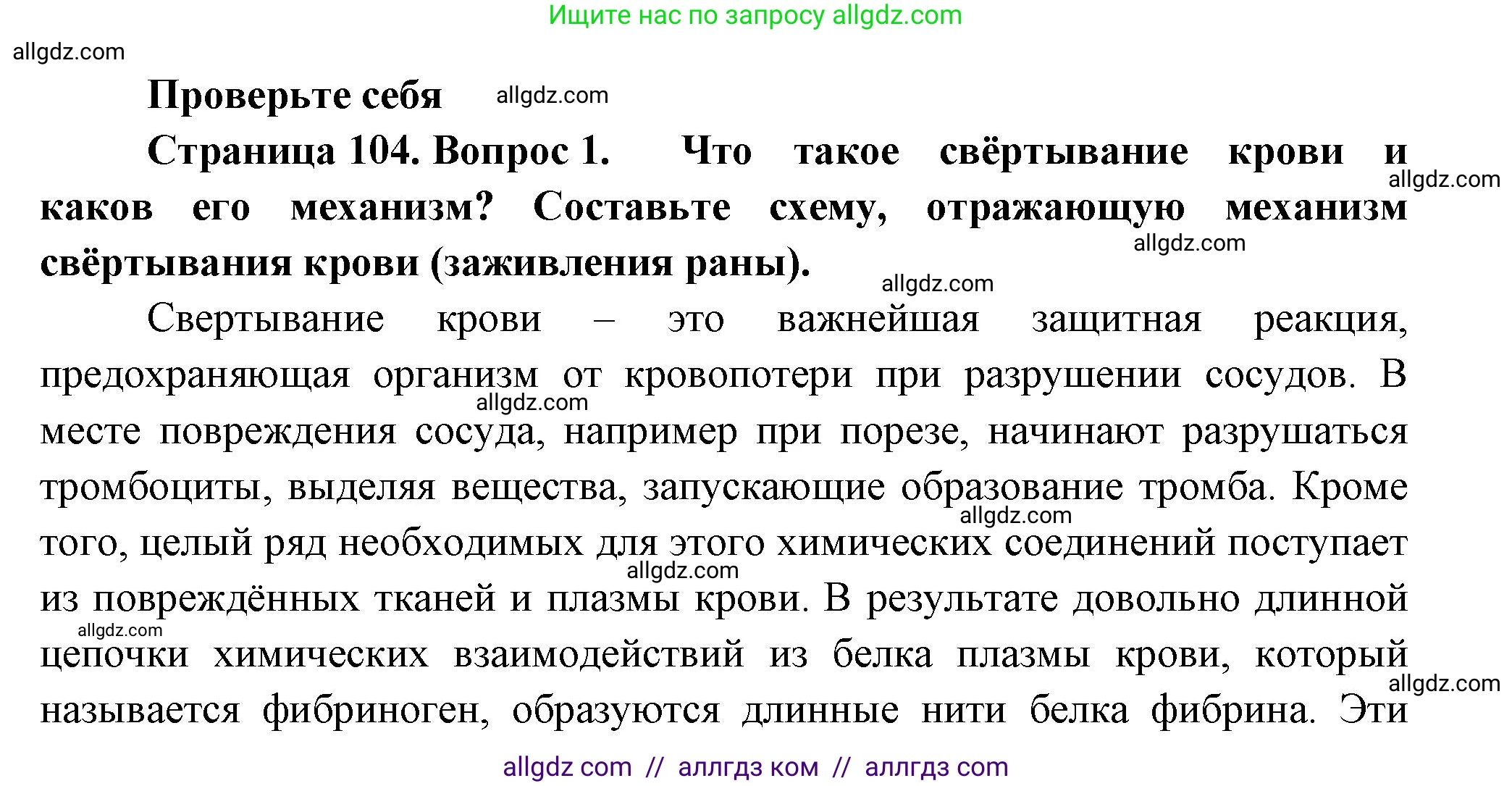 Биология, 9 класс Учебник, авторы: Пасечник Владимир Васильевич, Каменский Андрей Александрович, Швецов Глеб Геннадьевич, Гапонюк Зоя Георгиевна, издательство Просвещение, Москва, 2023, белого цвета, страница 104, номер 1, Решение