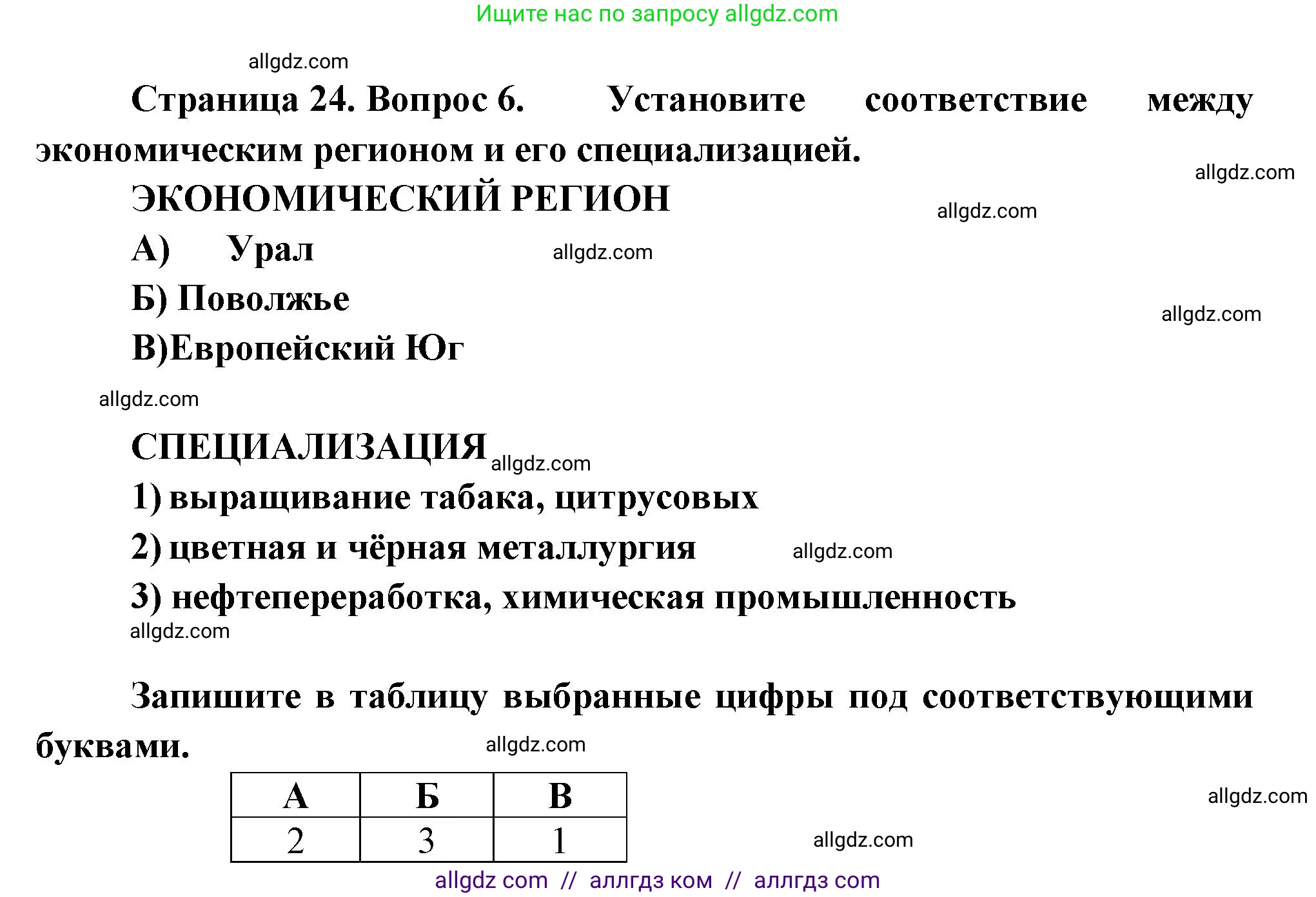 География, 9 класс Проверочные работы, авторы: Бондарева Мария Владимировна, Шидловский Игорь Михайлович, издательство Просвещение, Москва, 2023, жёлтого цвета, страница 24, номер 6, Решение