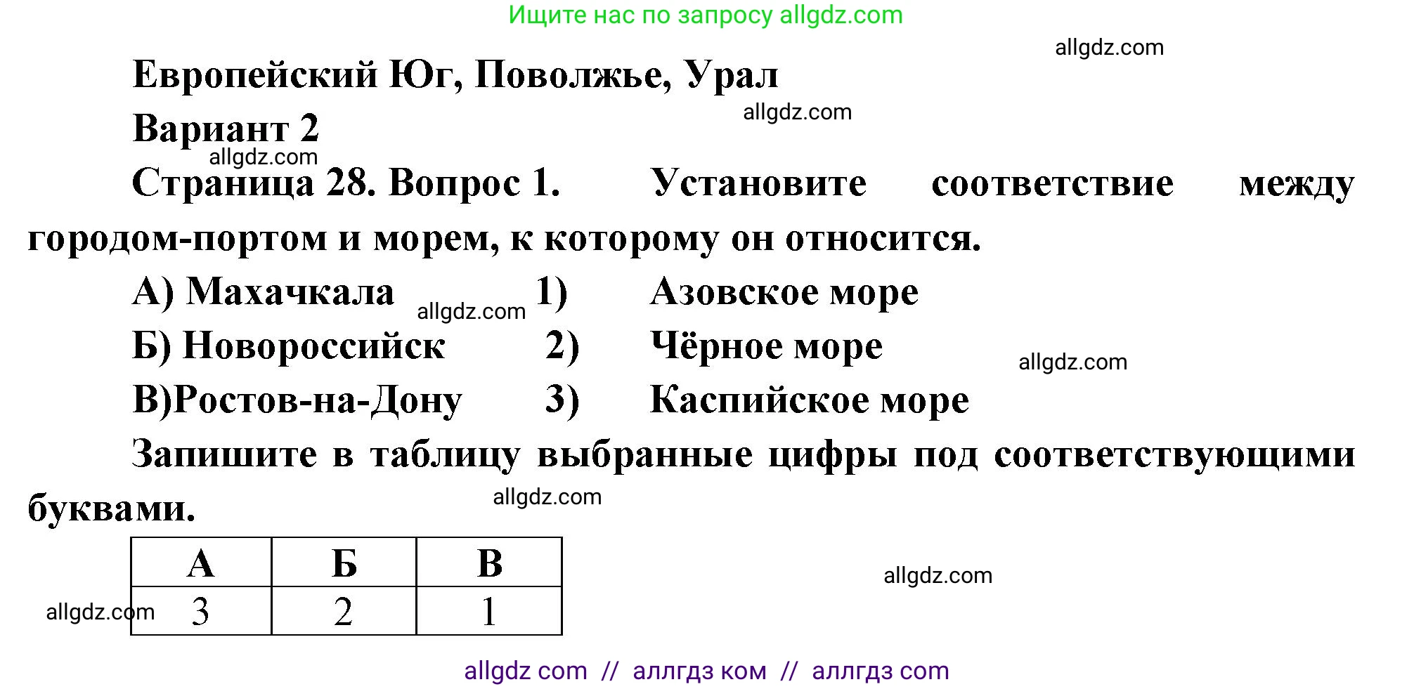 География, 9 класс Проверочные работы, авторы: Бондарева Мария Владимировна, Шидловский Игорь Михайлович, издательство Просвещение, Москва, 2023, жёлтого цвета, страница 28, номер 1, Решение