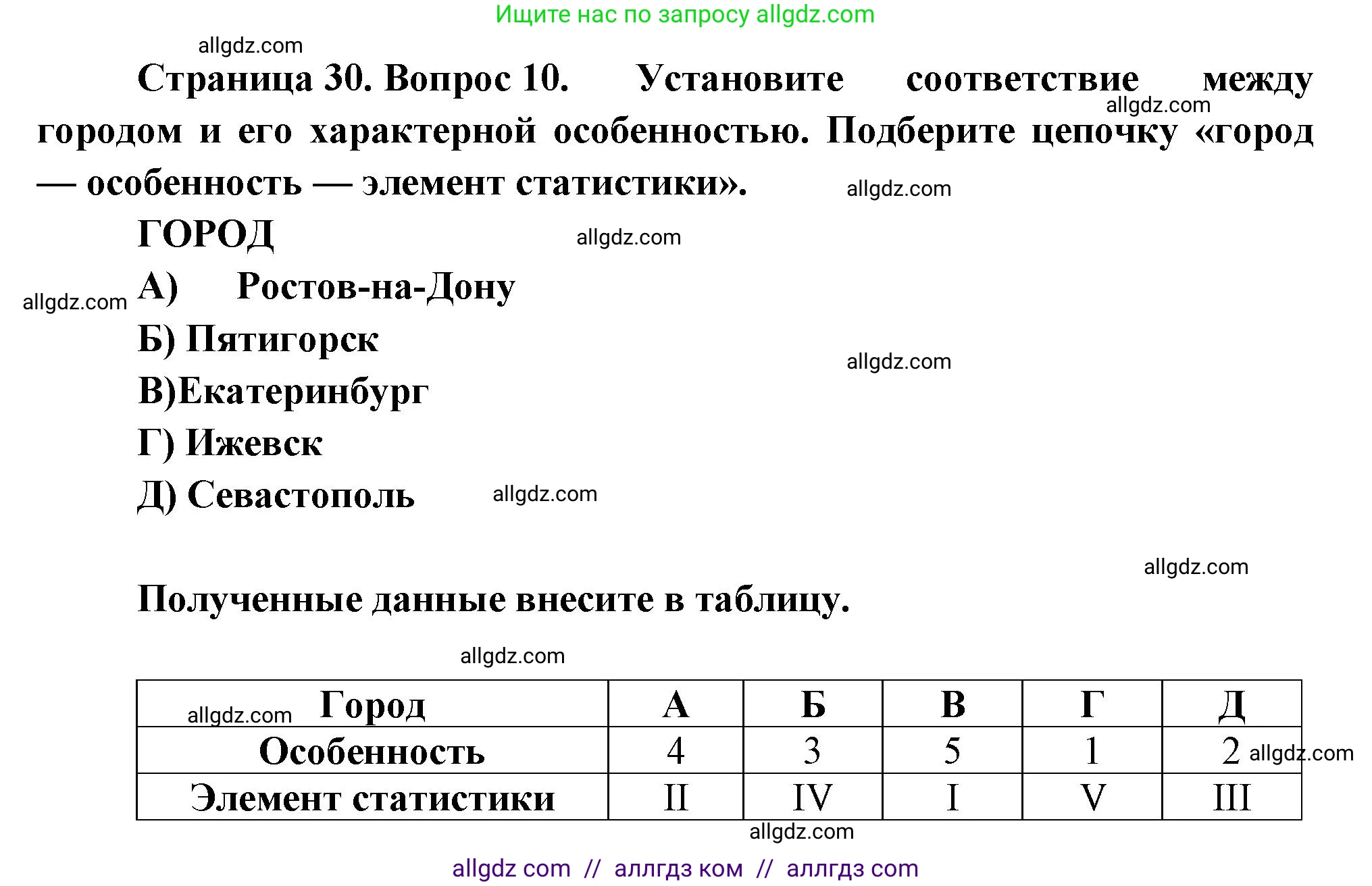География, 9 класс Проверочные работы, авторы: Бондарева Мария Владимировна, Шидловский Игорь Михайлович, издательство Просвещение, Москва, 2023, жёлтого цвета, страница 30, номер 10, Решение