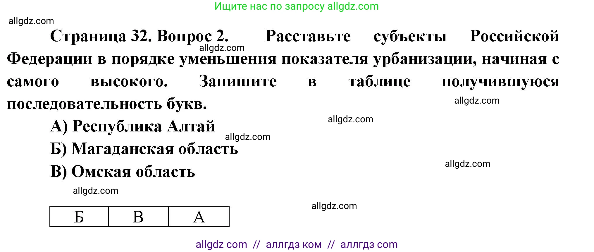 География, 9 класс Проверочные работы, авторы: Бондарева Мария Владимировна, Шидловский Игорь Михайлович, издательство Просвещение, Москва, 2023, жёлтого цвета, страница 32, номер 2, Решение