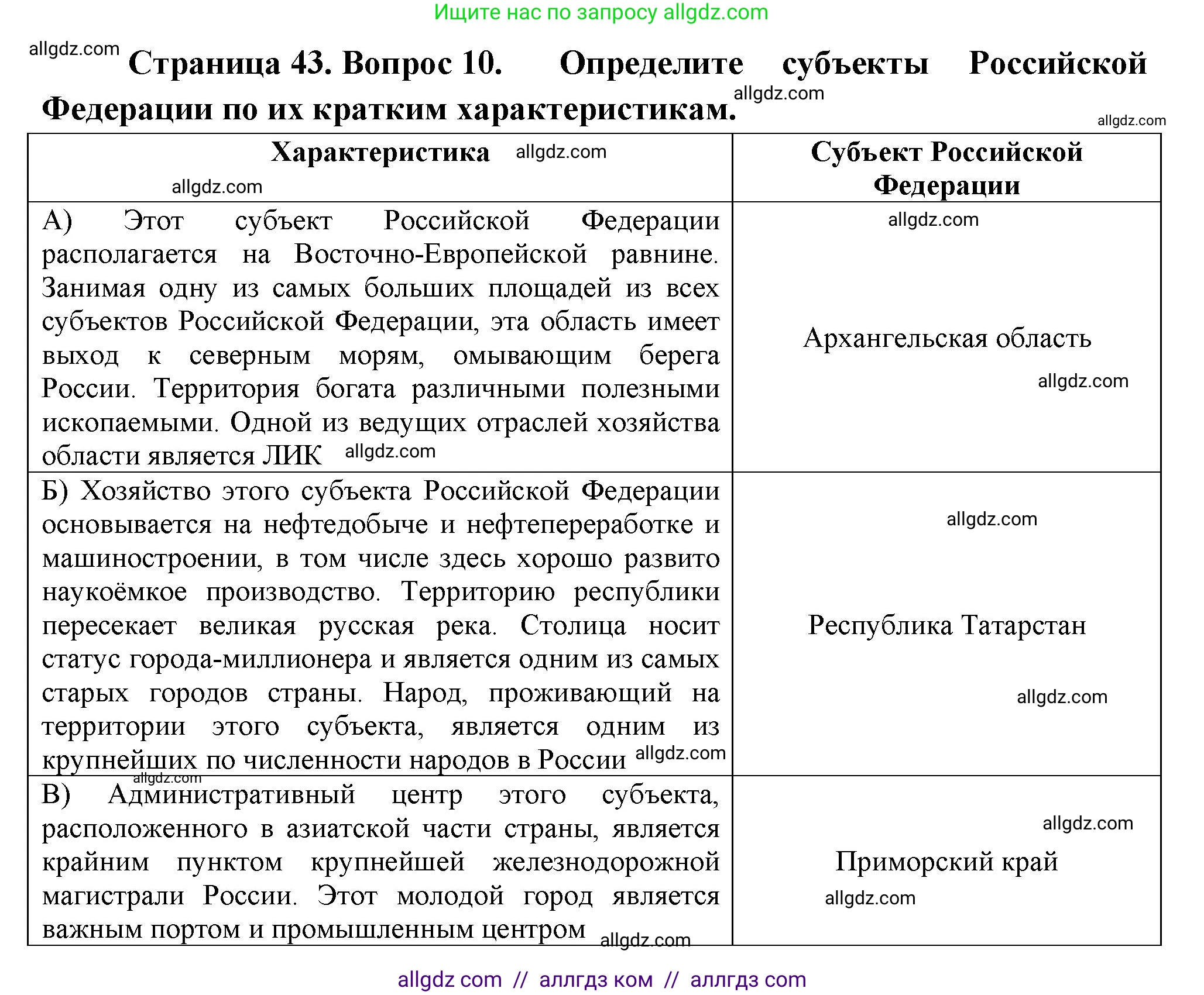 География, 9 класс Проверочные работы, авторы: Бондарева Мария Владимировна, Шидловский Игорь Михайлович, издательство Просвещение, Москва, 2023, жёлтого цвета, страница 43, номер 10, Решение