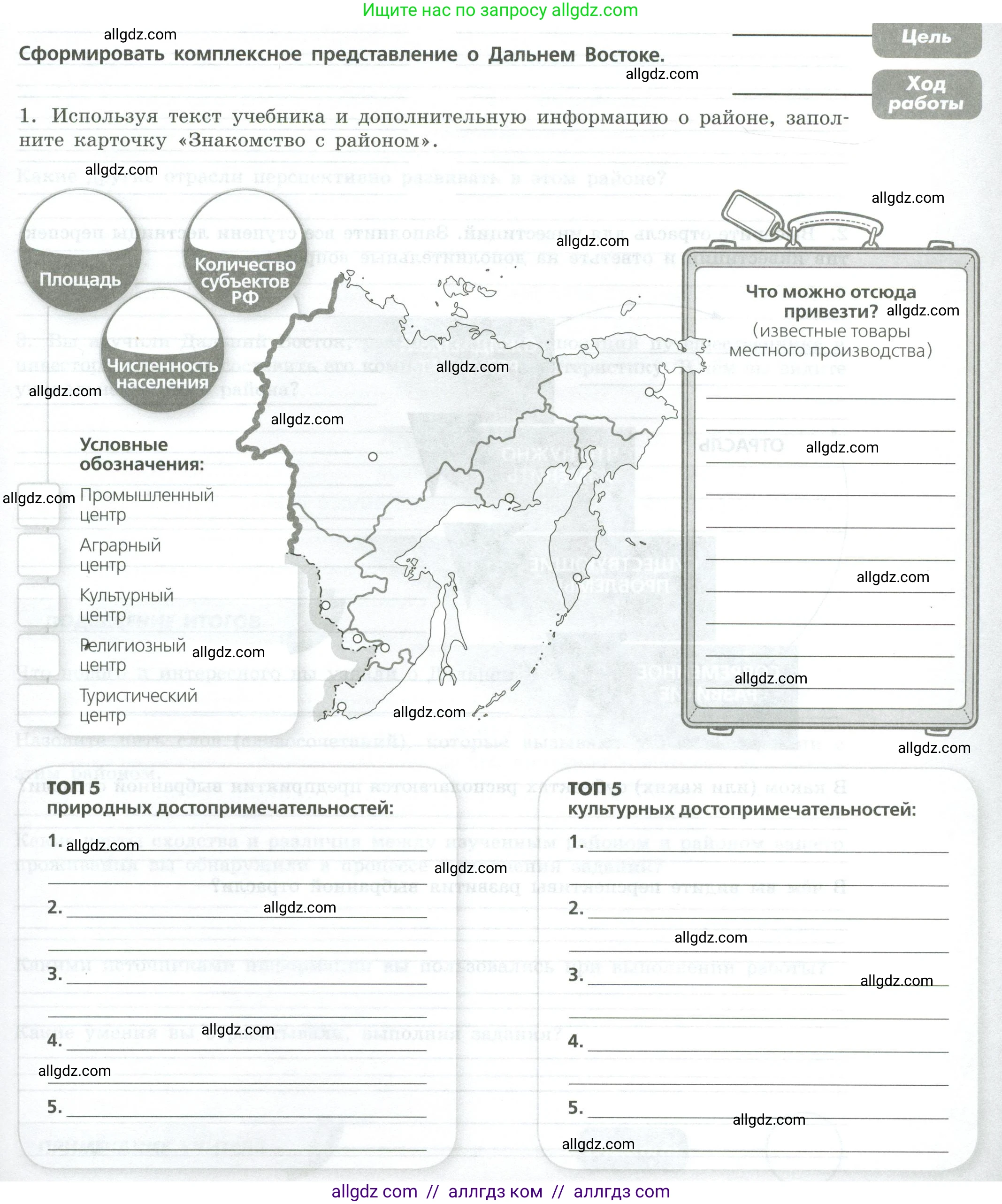 География, 9 класс Практические работы, автор: Дубинина Софья Петровна, издательство Просвещение, Москва, 2023, жёлтого цвета, страница 61, номер 1, Условие