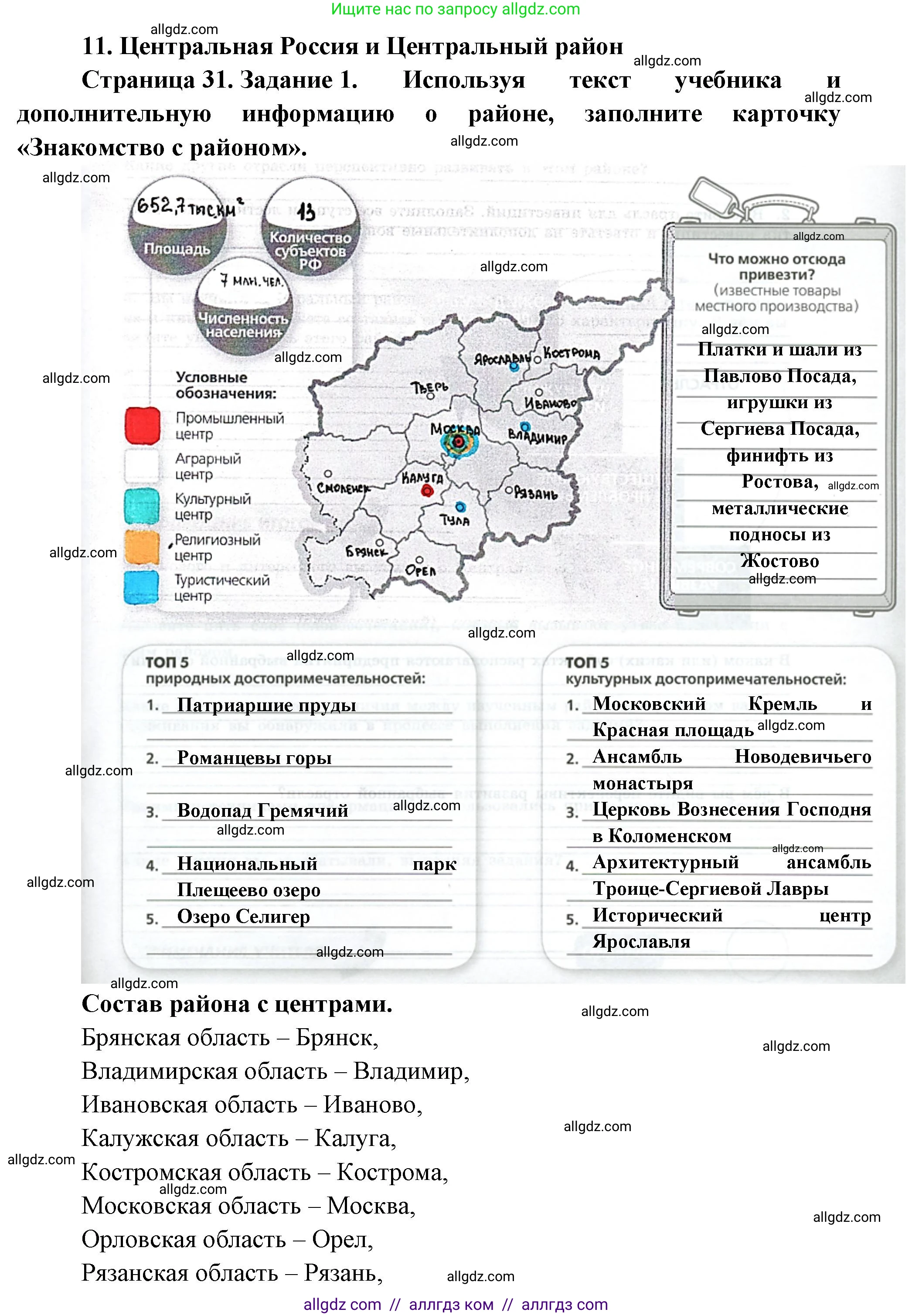 География, 9 класс Практические работы, автор: Дубинина Софья Петровна, издательство Просвещение, Москва, 2023, жёлтого цвета, страница 31, номер 1, Решение