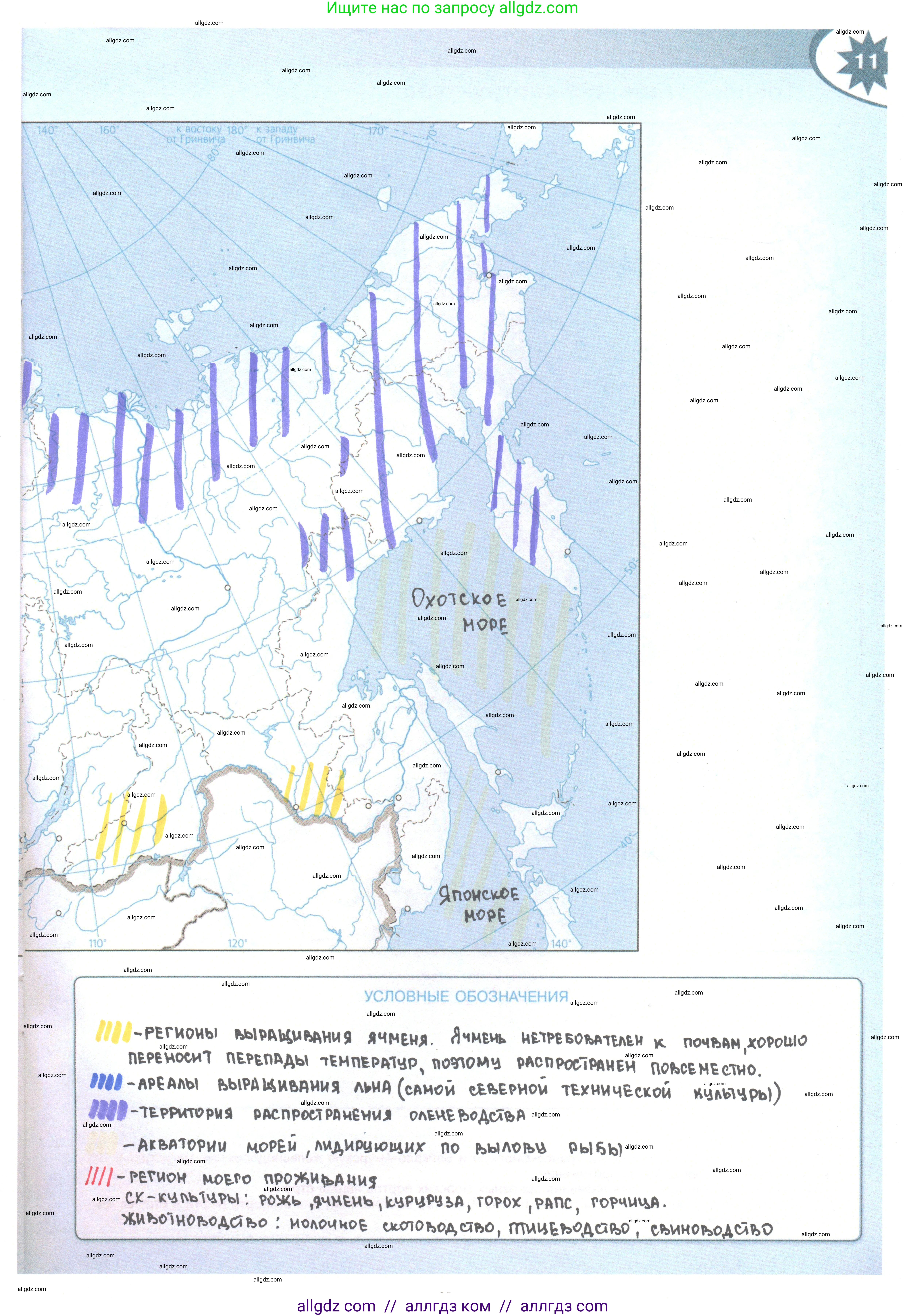 География, 9 класс Контурные карты, автор: Матвеев Алексей Владимирович, издательство Просвещение, Москва, 2024, жёлтого цвета, страница 11, Решение