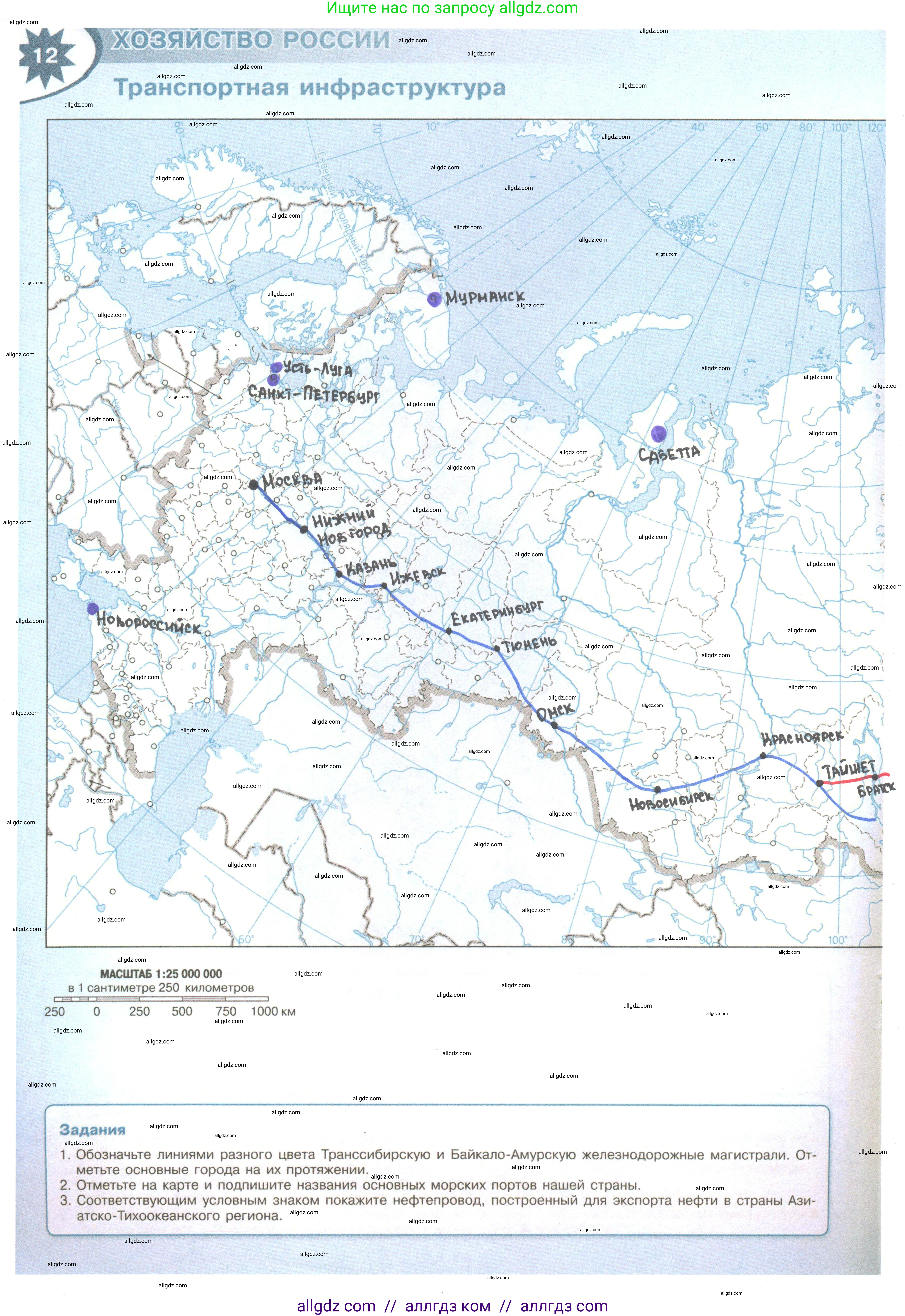 География, 9 класс Контурные карты, автор: Матвеев Алексей Владимирович, издательство Просвещение, Москва, 2024, жёлтого цвета, страница 12, Решение