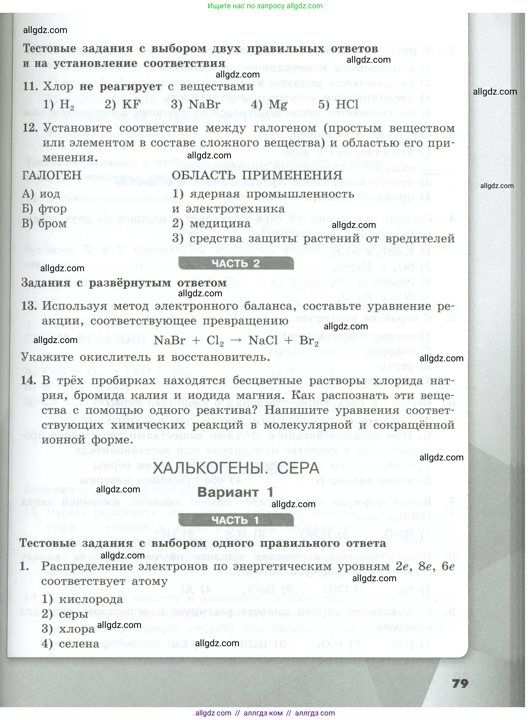 Химия, 9 класс Проверочные и контрольные работы, авторы: Габриелян Олег Саргисович, Лысова Галина Георгиевна, издательство Просвещение, Москва, 2023, белого цвета, страница 79