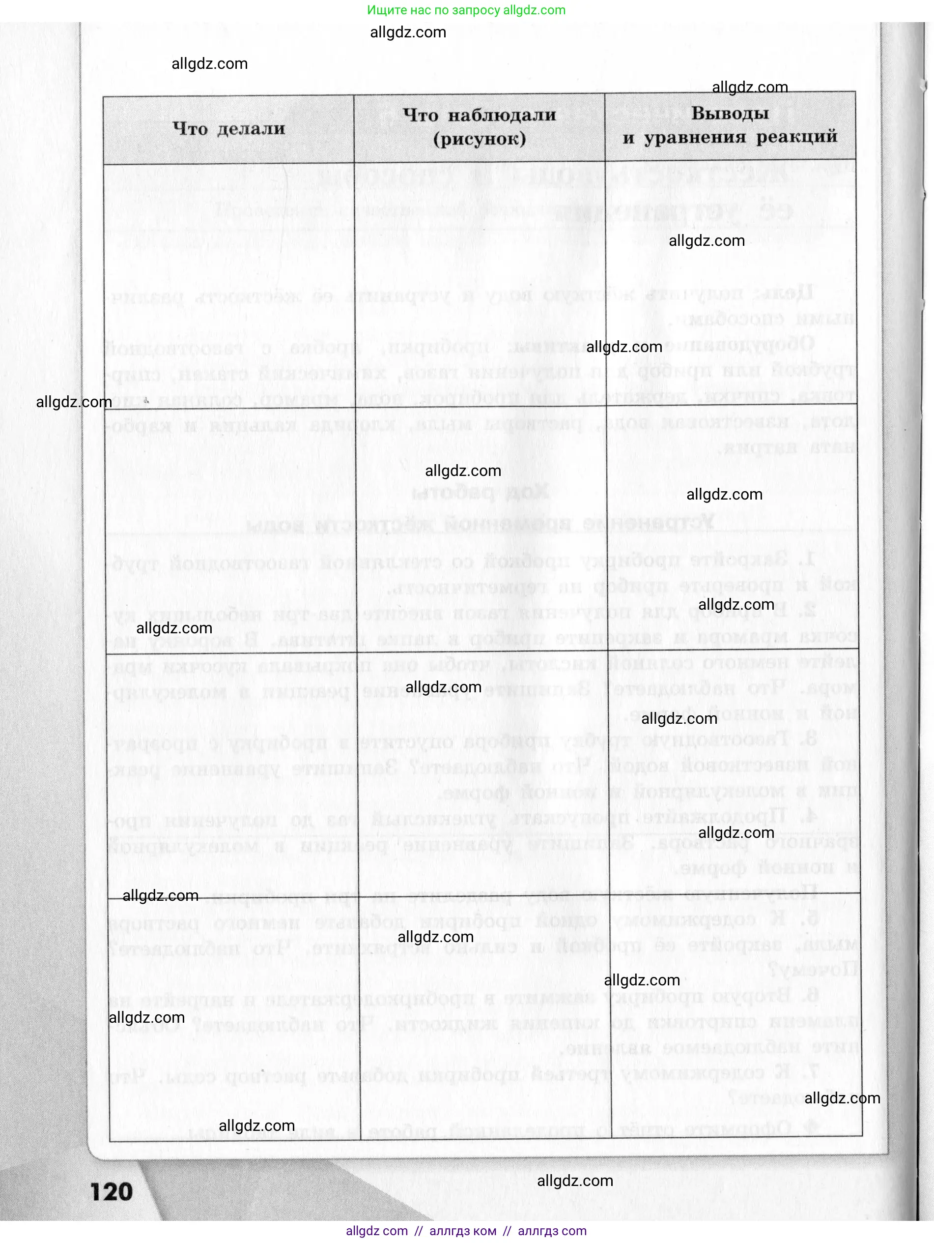 Химия, 9 класс Тетрадь для лабораторных опытов и практических работ, авторы: Габриелян Олег Саргисович, Аксенова Инна Васильевна, Остроумов Игорь Геннадьевич, издательство Просвещение, Москва, 2020, белого цвета, страница 120