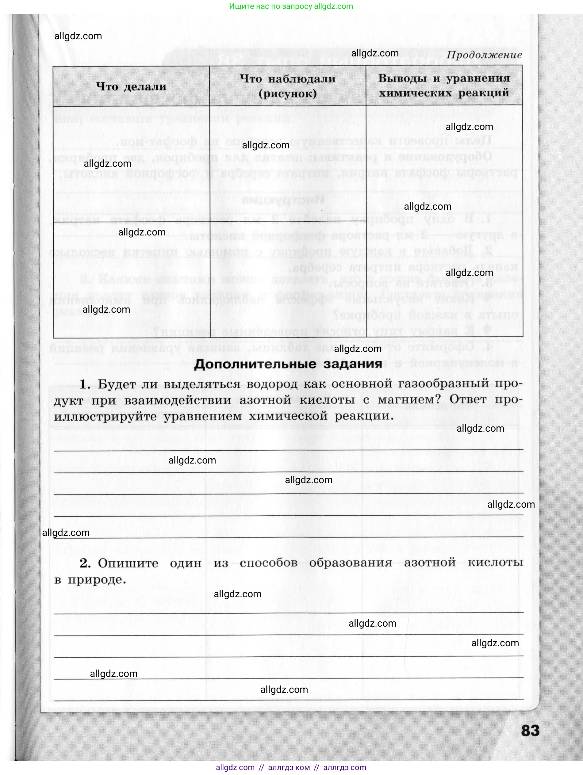Химия, 9 класс Тетрадь для лабораторных опытов и практических работ, авторы: Габриелян Олег Саргисович, Аксенова Инна Васильевна, Остроумов Игорь Геннадьевич, издательство Просвещение, Москва, 2020, белого цвета, страница 83