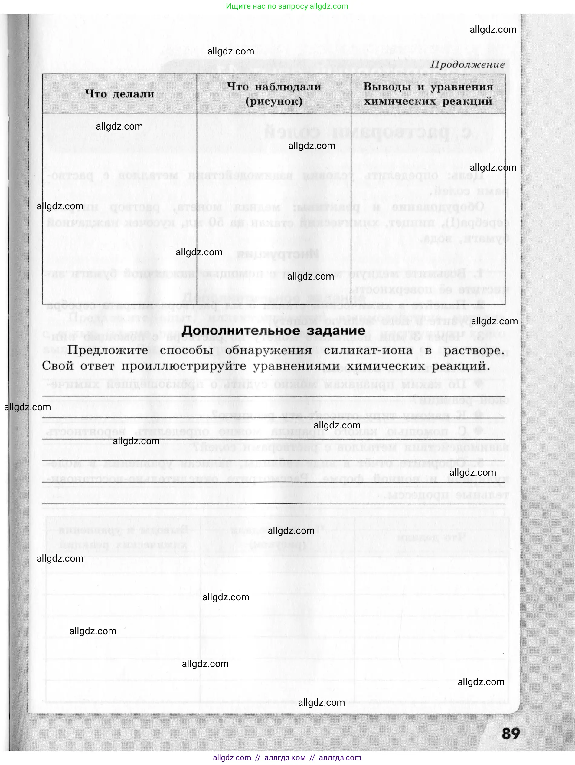 Химия, 9 класс Тетрадь для лабораторных опытов и практических работ, авторы: Габриелян Олег Саргисович, Аксенова Инна Васильевна, Остроумов Игорь Геннадьевич, издательство Просвещение, Москва, 2020, белого цвета, страница 89
