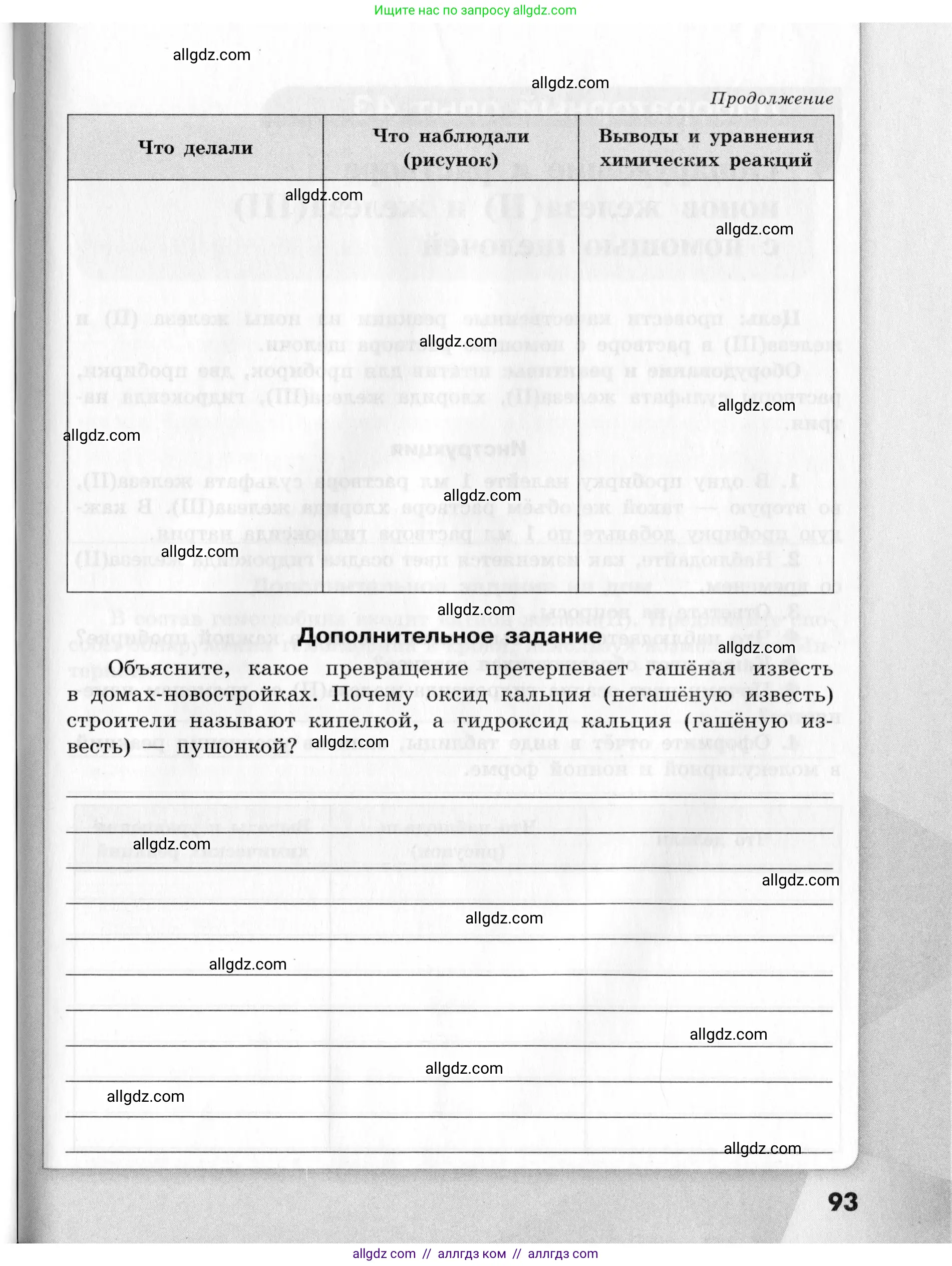 Химия, 9 класс Тетрадь для лабораторных опытов и практических работ, авторы: Габриелян Олег Саргисович, Аксенова Инна Васильевна, Остроумов Игорь Геннадьевич, издательство Просвещение, Москва, 2020, белого цвета, страница 93