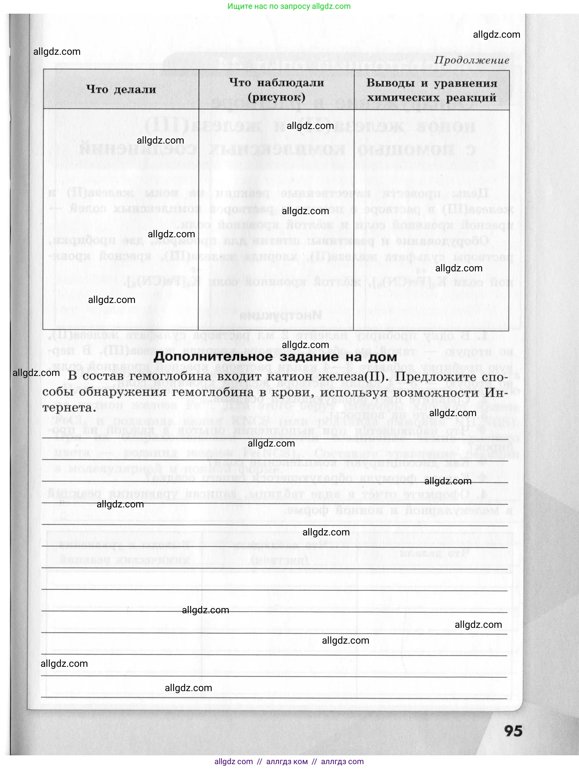 Химия, 9 класс Тетрадь для лабораторных опытов и практических работ, авторы: Габриелян Олег Саргисович, Аксенова Инна Васильевна, Остроумов Игорь Геннадьевич, издательство Просвещение, Москва, 2020, белого цвета, страница 95
