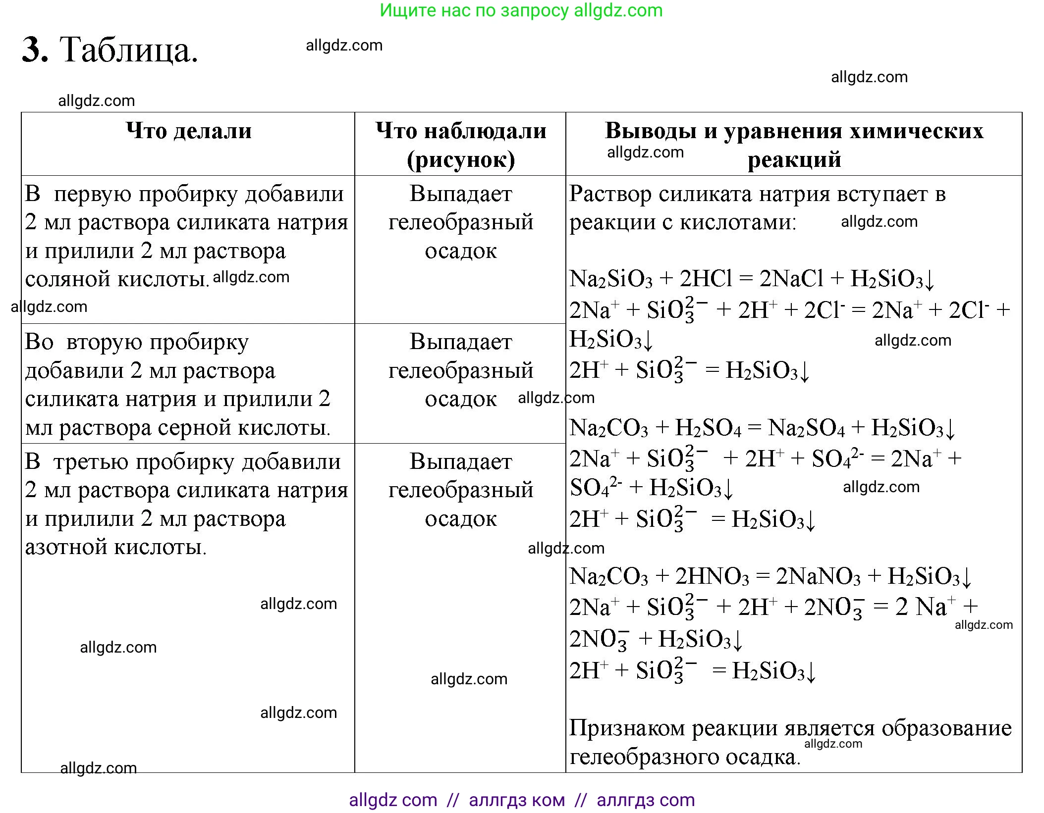 Химия, 9 класс Тетрадь для лабораторных опытов и практических работ, авторы: Габриелян Олег Саргисович, Аксенова Инна Васильевна, Остроумов Игорь Геннадьевич, издательство Просвещение, Москва, 2020, белого цвета, страница 52, номер 3, Решение